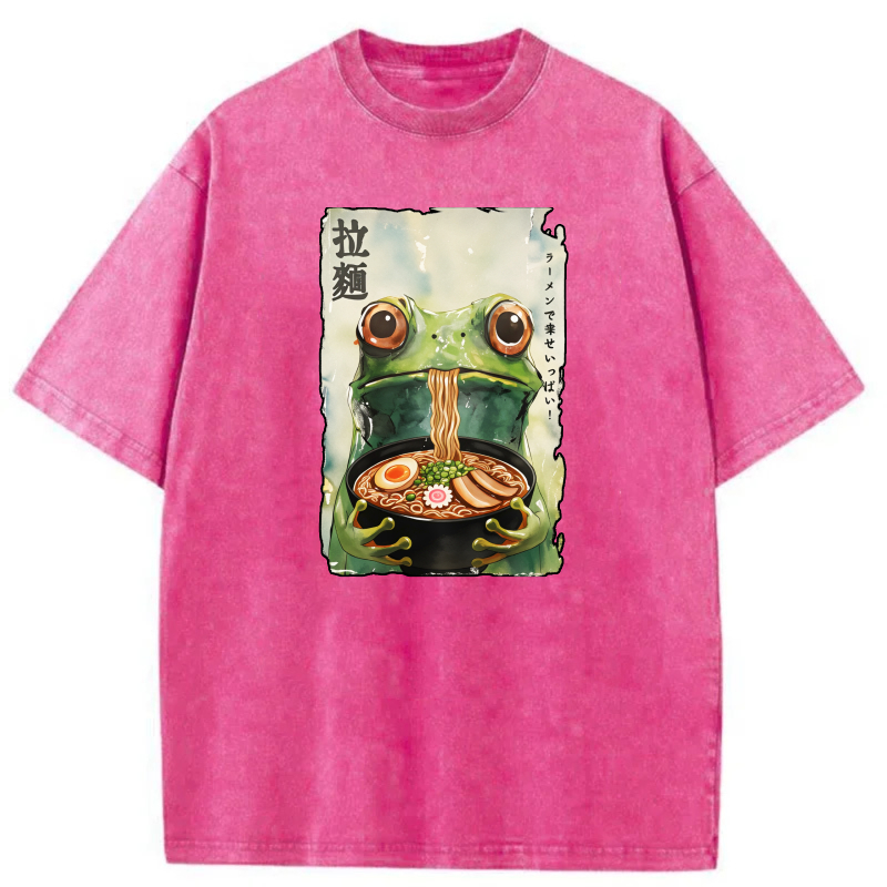 Frog Eating Ramen With Noodles And Egg tshirt 100% cotton