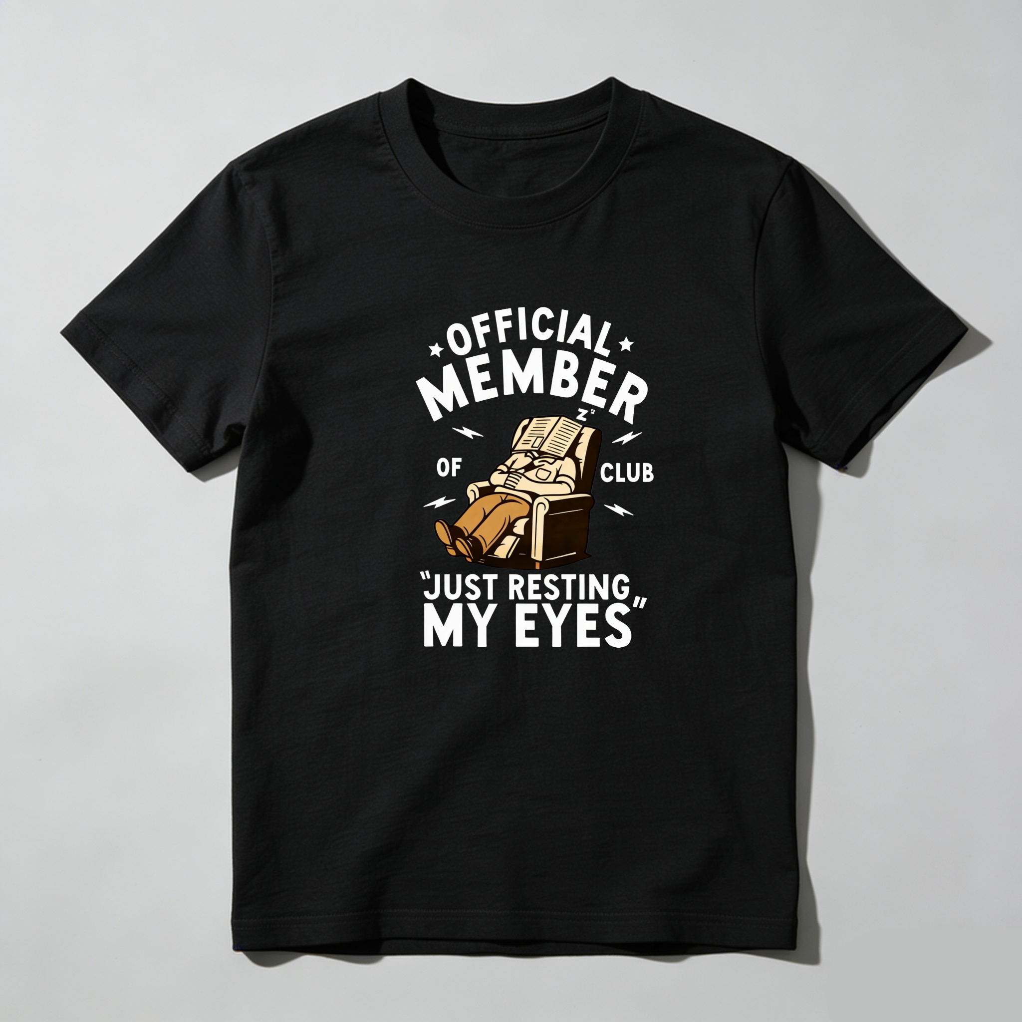 TEECURENT Official Member Just Resting My Eyes Club Pure Cotton Short Sleeve T-Shirt-TeeCurent