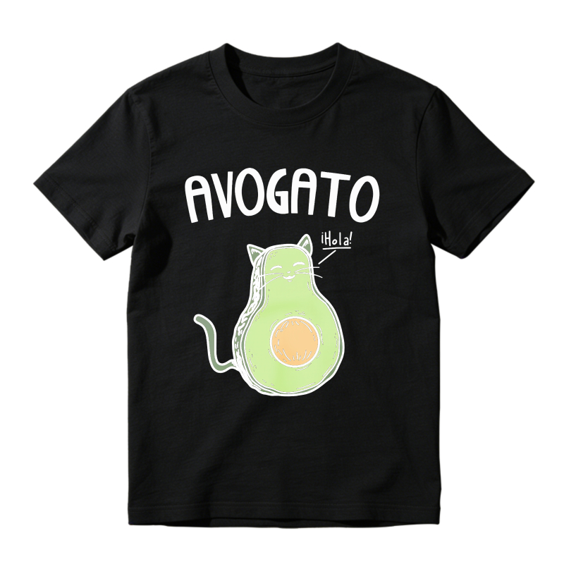 Avocado Cat With Hola Text Unisex Classic T-shirt