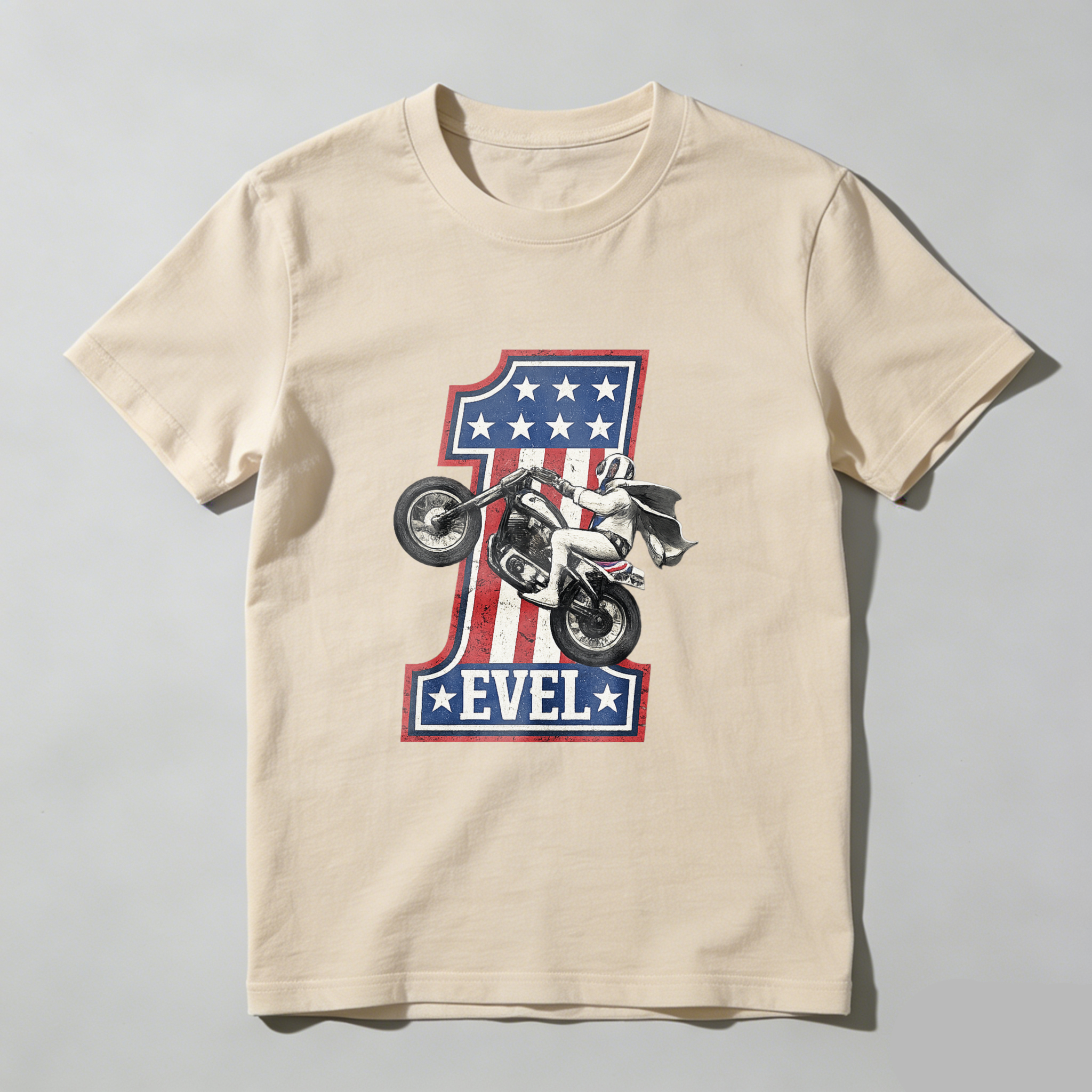 Evel Knievel American Flag Motorcycle T-Shirt Made In Usa