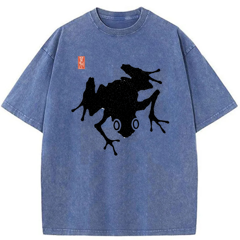 White Frog Silhouette With Red Stamp tshirt 100% cotton