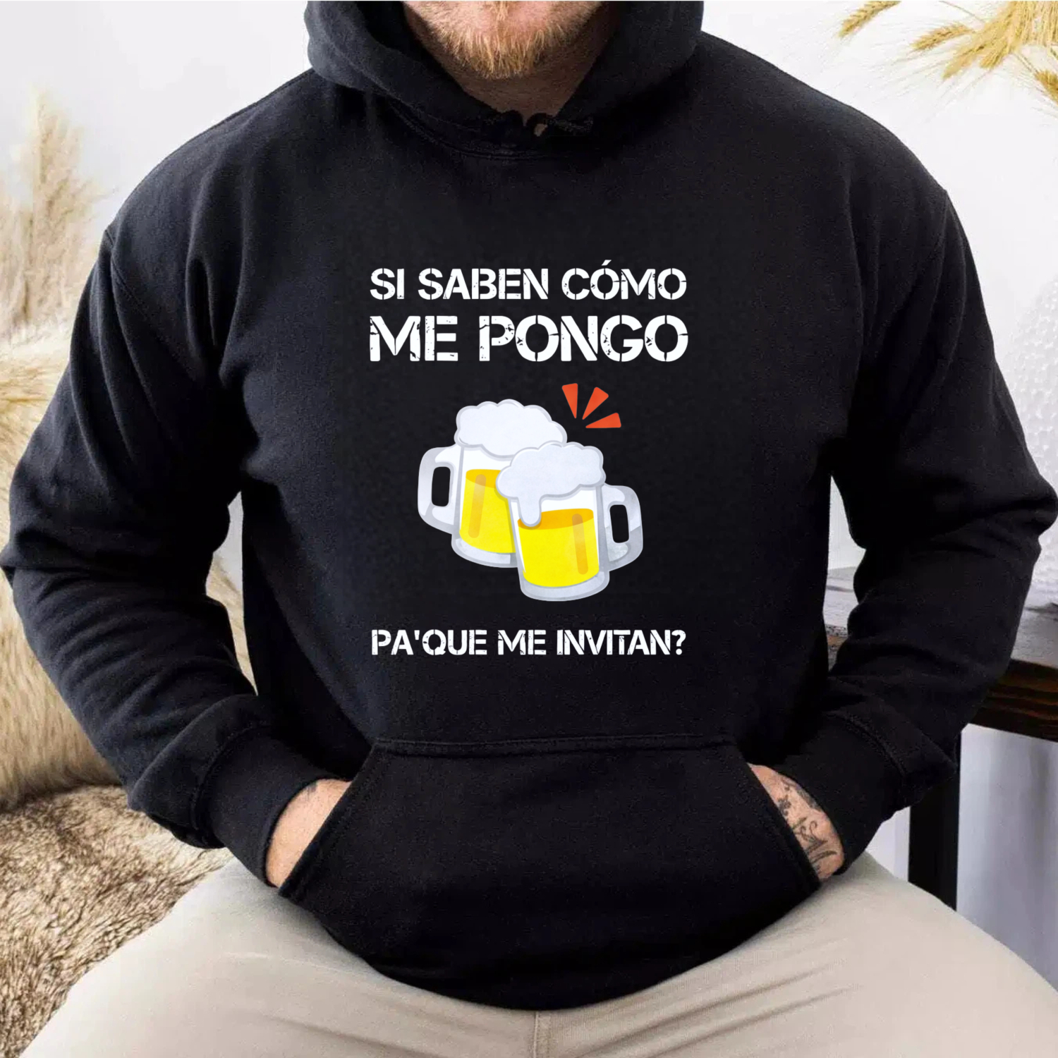 TEECURENT Gildan Funny Beer Lover Hoodie With Spanish Text And Beer Mugs Design For Men Women Unisex Casual Sweatshirt