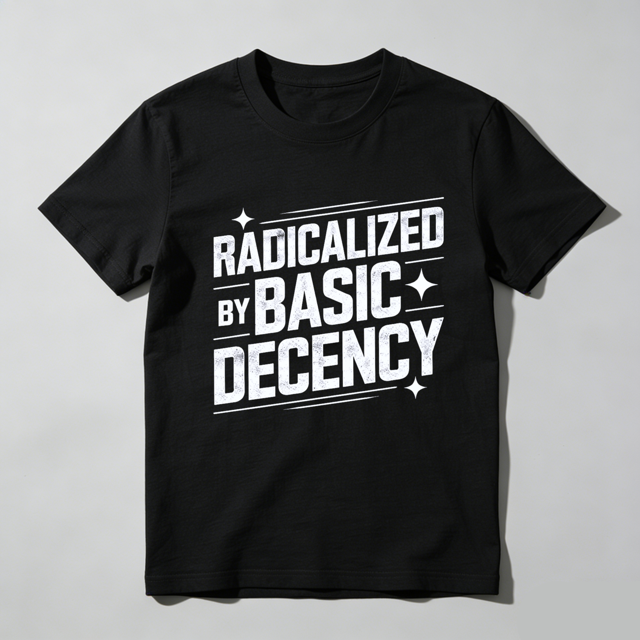 TEECURENTRadicalized By Basic Decency T Shirt Black Men Women Unisex Graphic Tee Casual Streetwear Top-TeeCurent