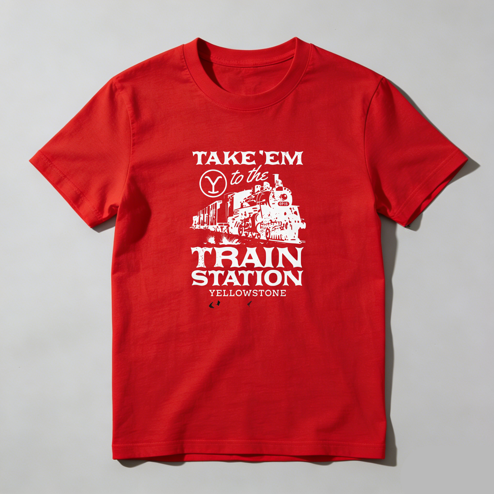 TEECURENT Take Em To The Train Station Yellowstone Pure Cotton Short Sleeve T Shirt-TeeCurent