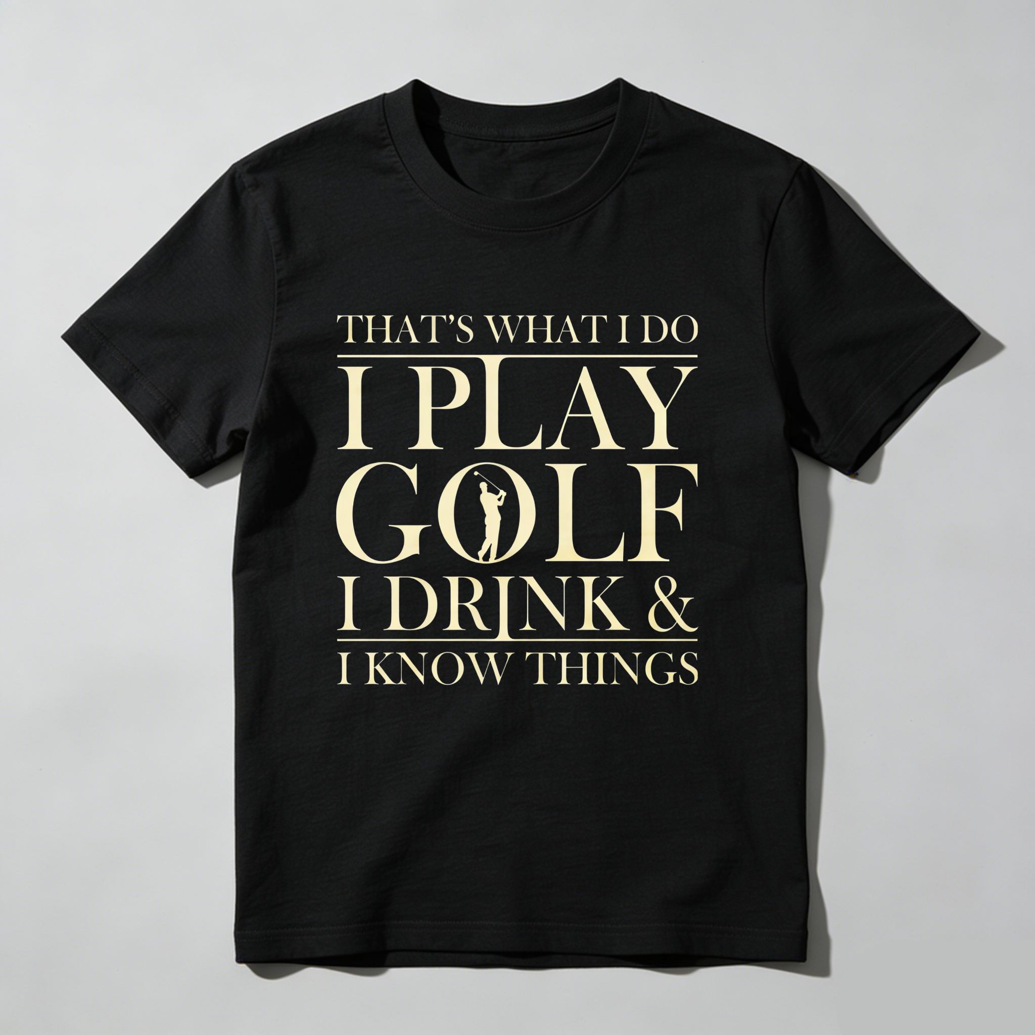 TEECURENT That's What I Do I Play Golf I Drink And I Know Things Pure Cotton Short Sleeve T Shirt-TeeCurent