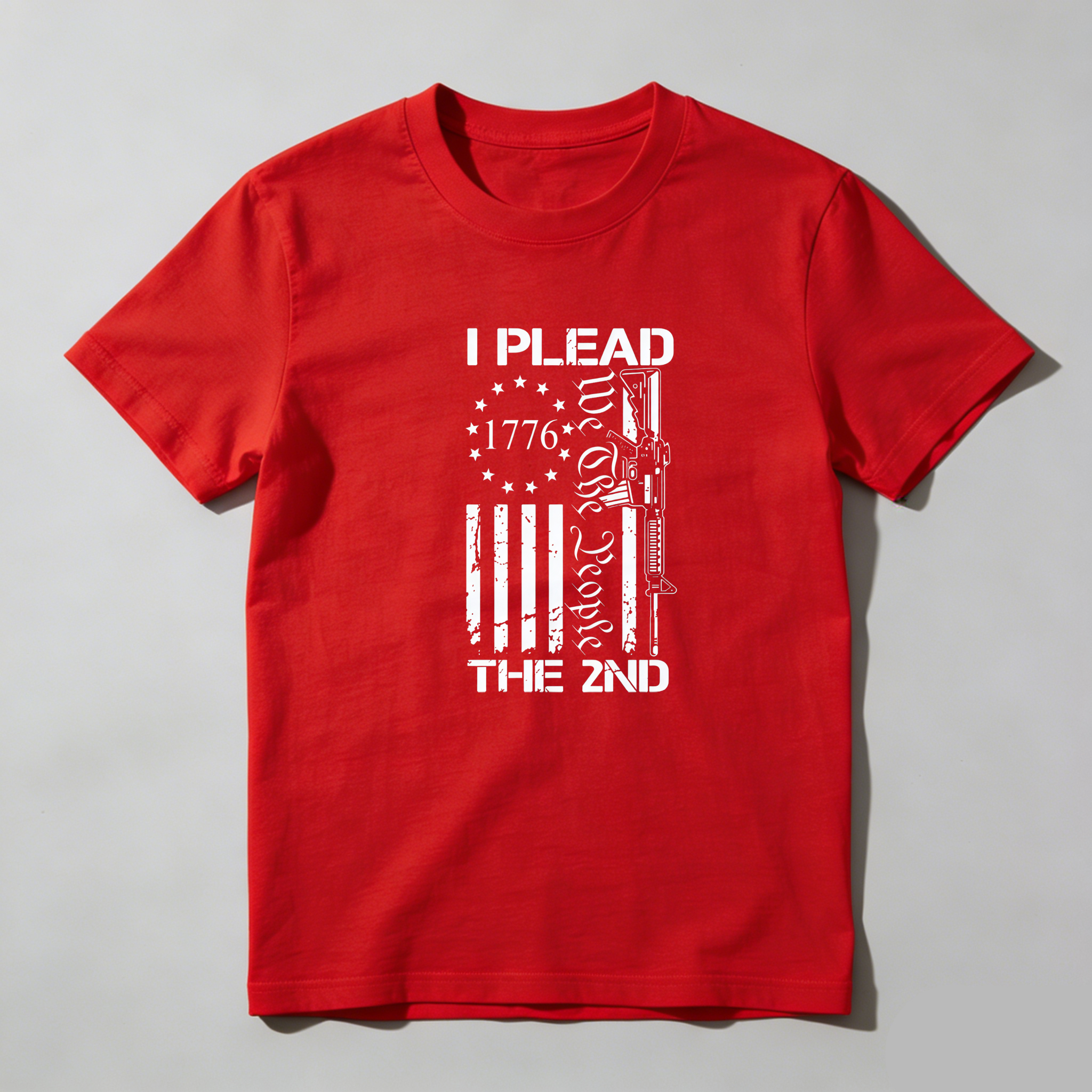 TEECURENT I Plead The 2nd Amendment Flag Gun 1776 Pure Cotton Short Sleeve T Shirt-TeeCurent