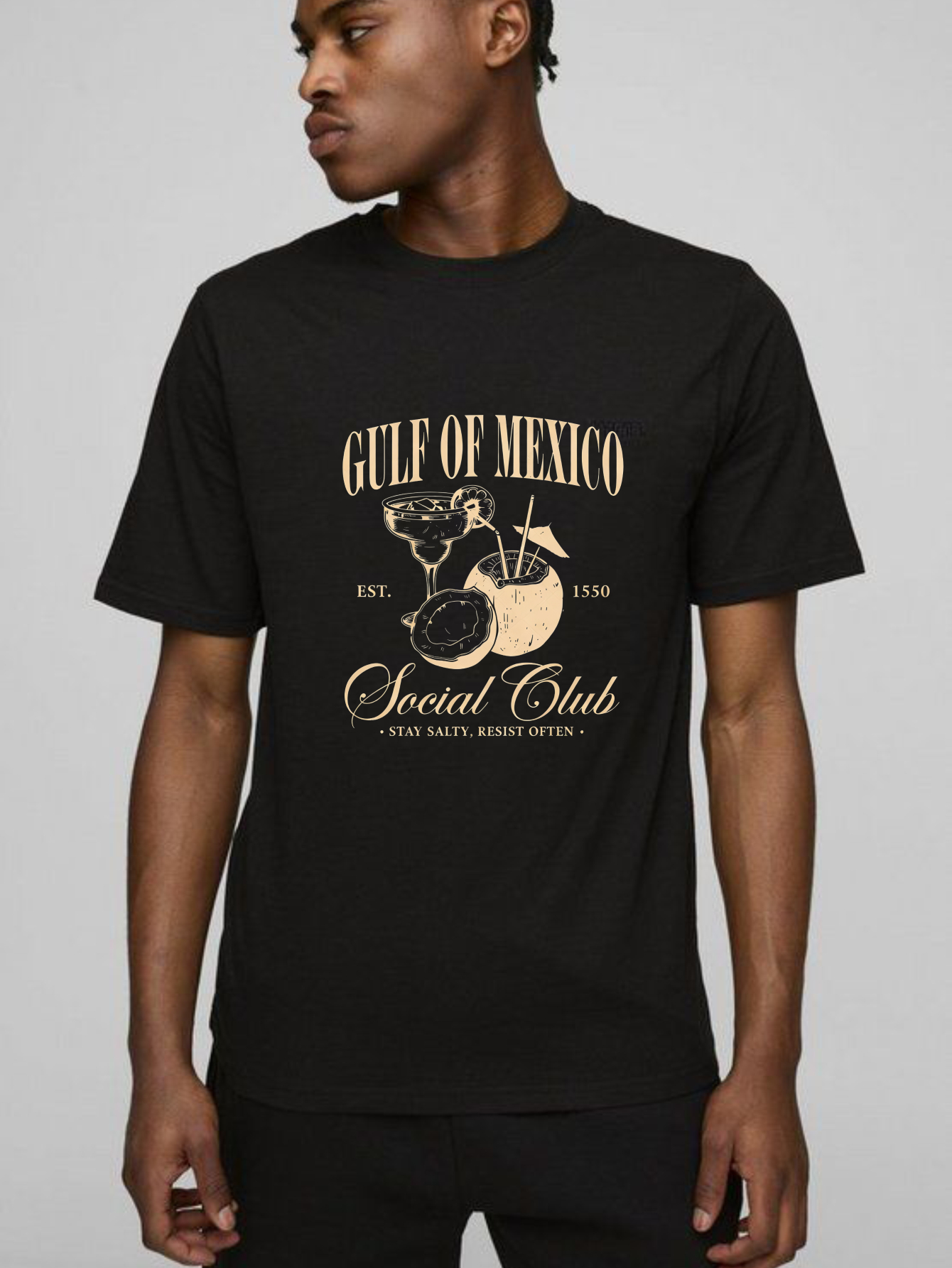 TEECURENT Gulf Of Mexico Social Club   Pure Cotton Short Sleeve T-Shirt-TeeCurent