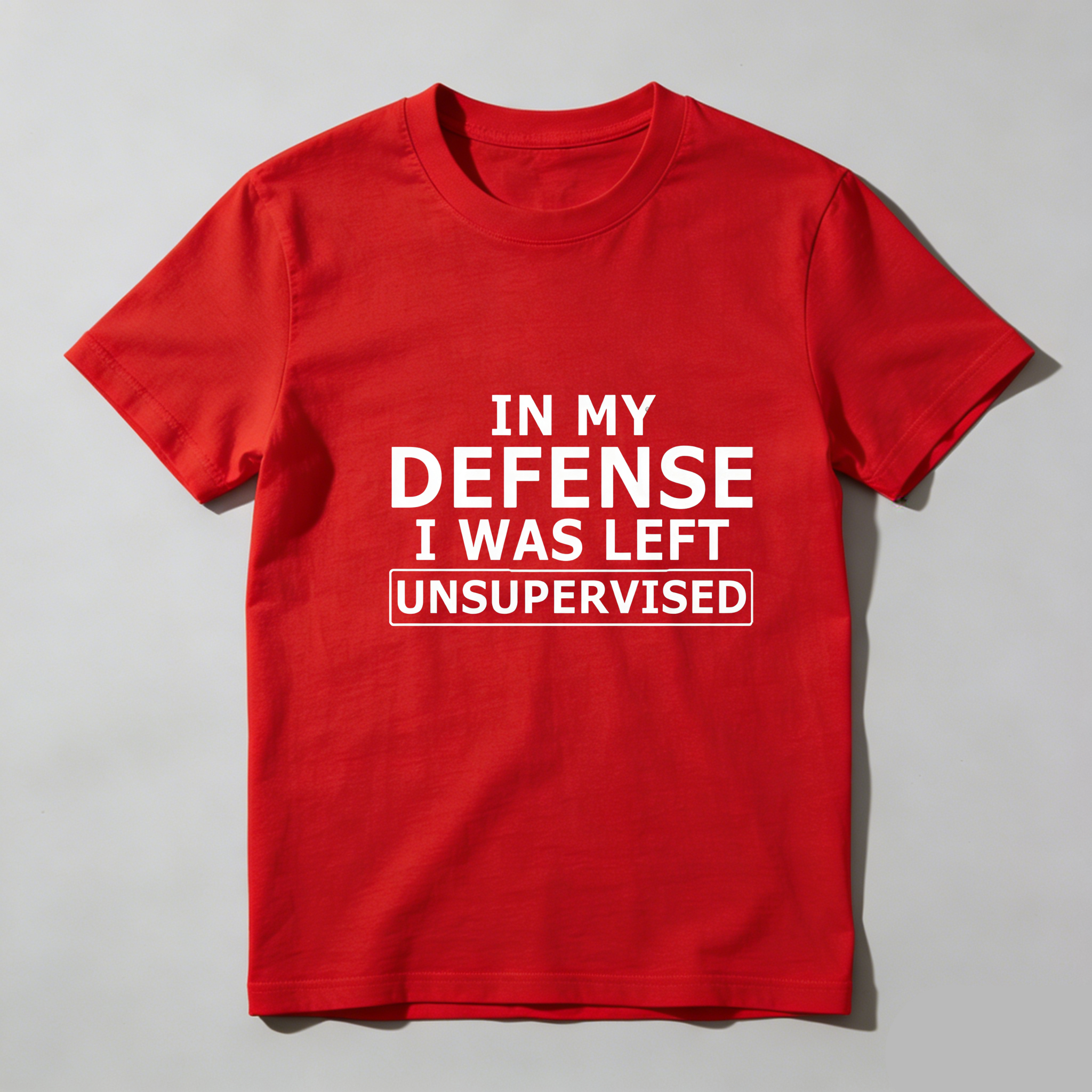 TEECURENT In My Defense I Was Left Unsupervised Pure Cotton Short Sleeve T Shirt-TeeCurent