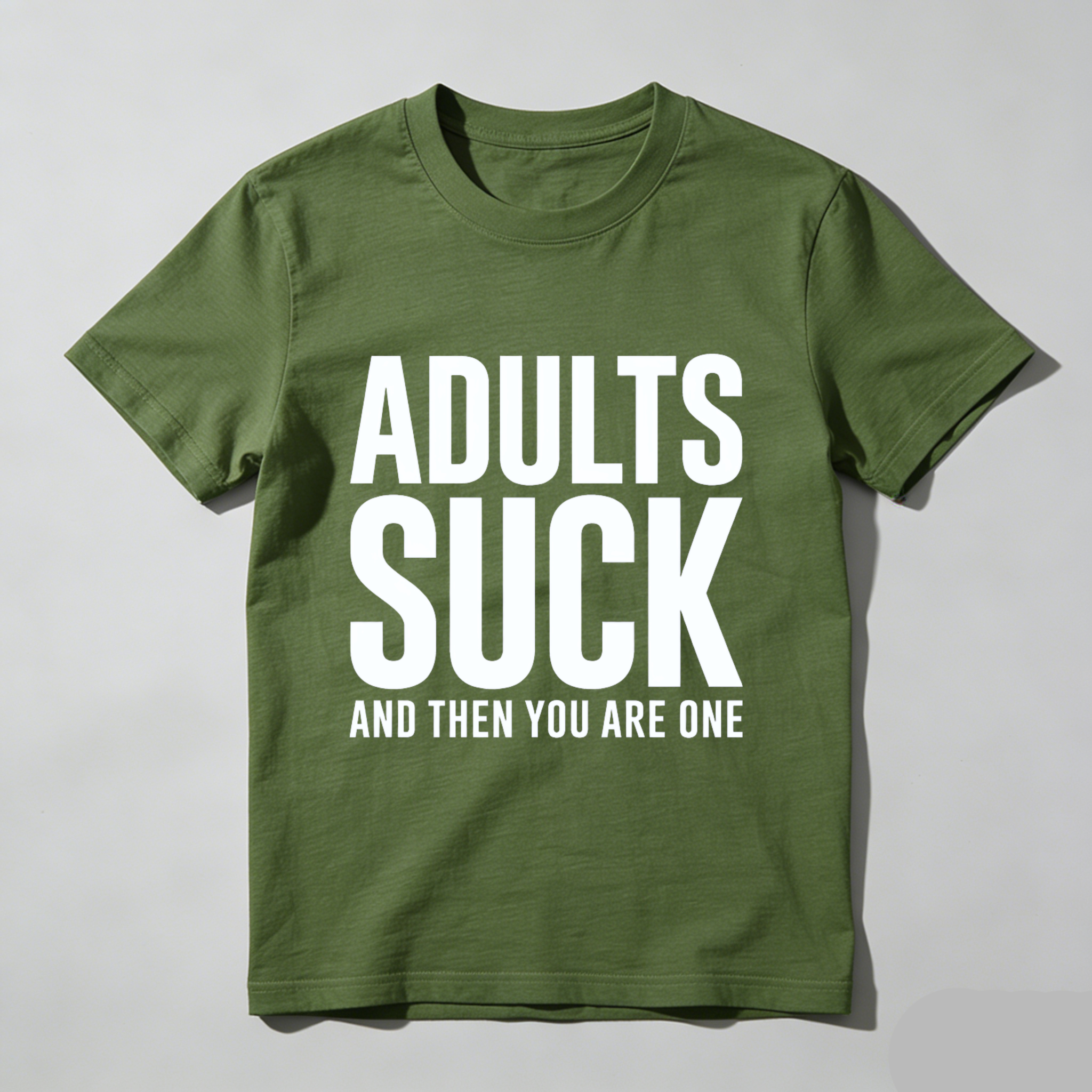 TEECURENT Adults Suck And Then You Are One Funny T-Shirt For Men Women Humor Statement Shirt Adult Life Sarcasm Gift