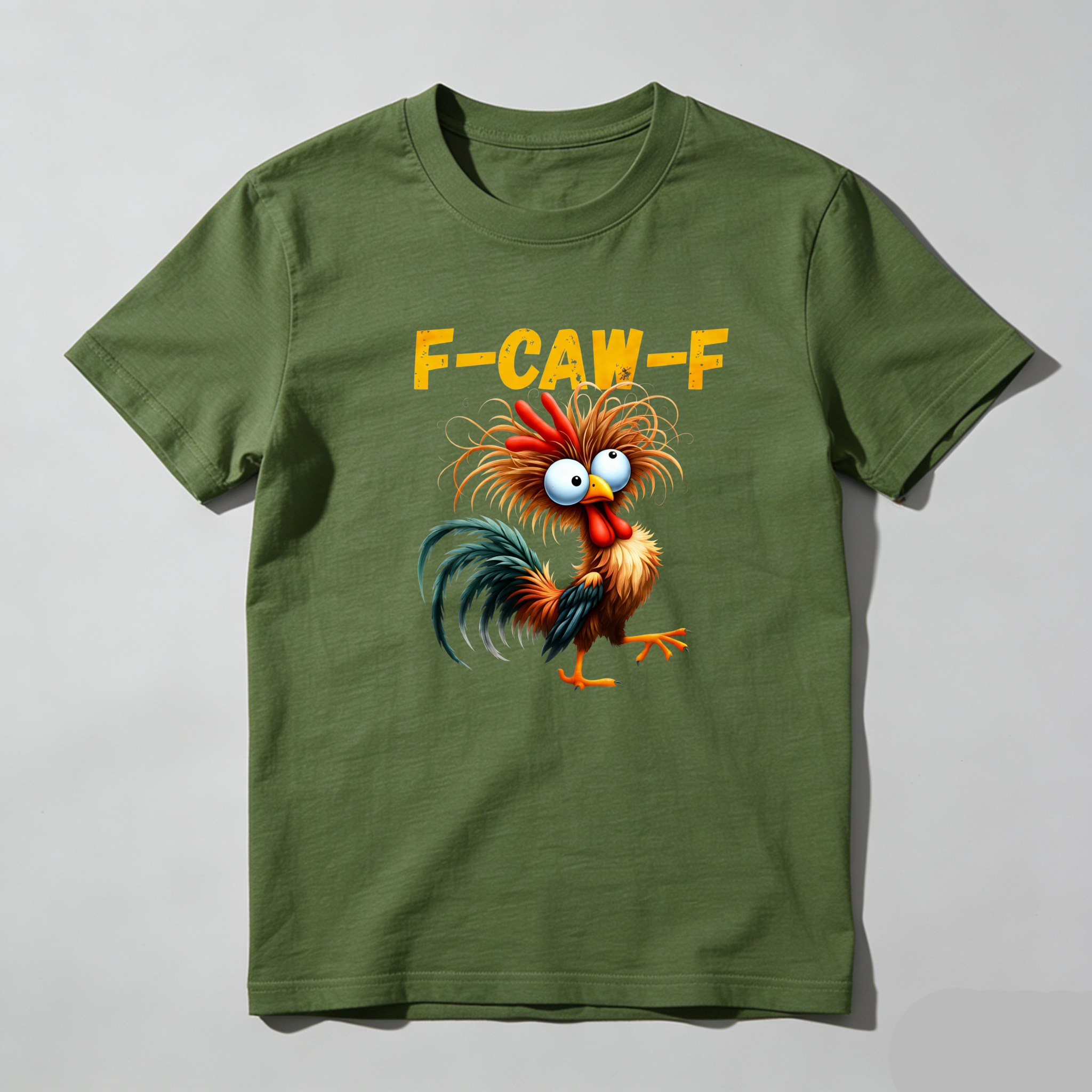 TEECURENT Funny Rooster F Caw F Pure Cotton Short Sleeve T Shirt-TeeCurent