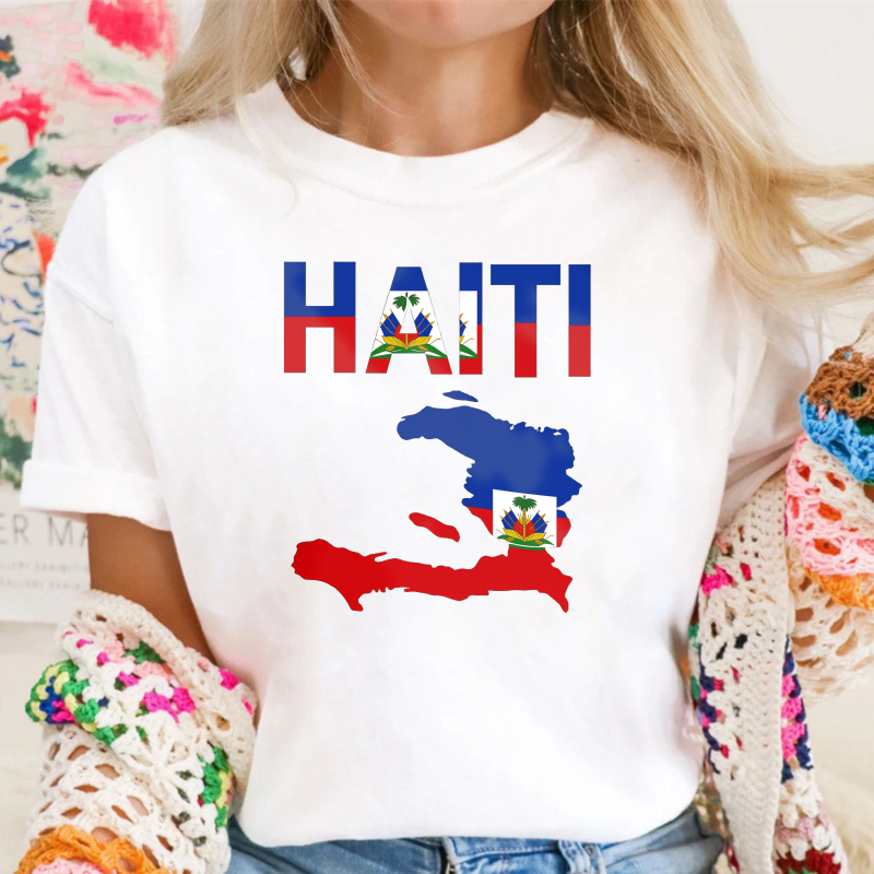 Cool Haiti Flag Map Haitian Pride T-Shirt