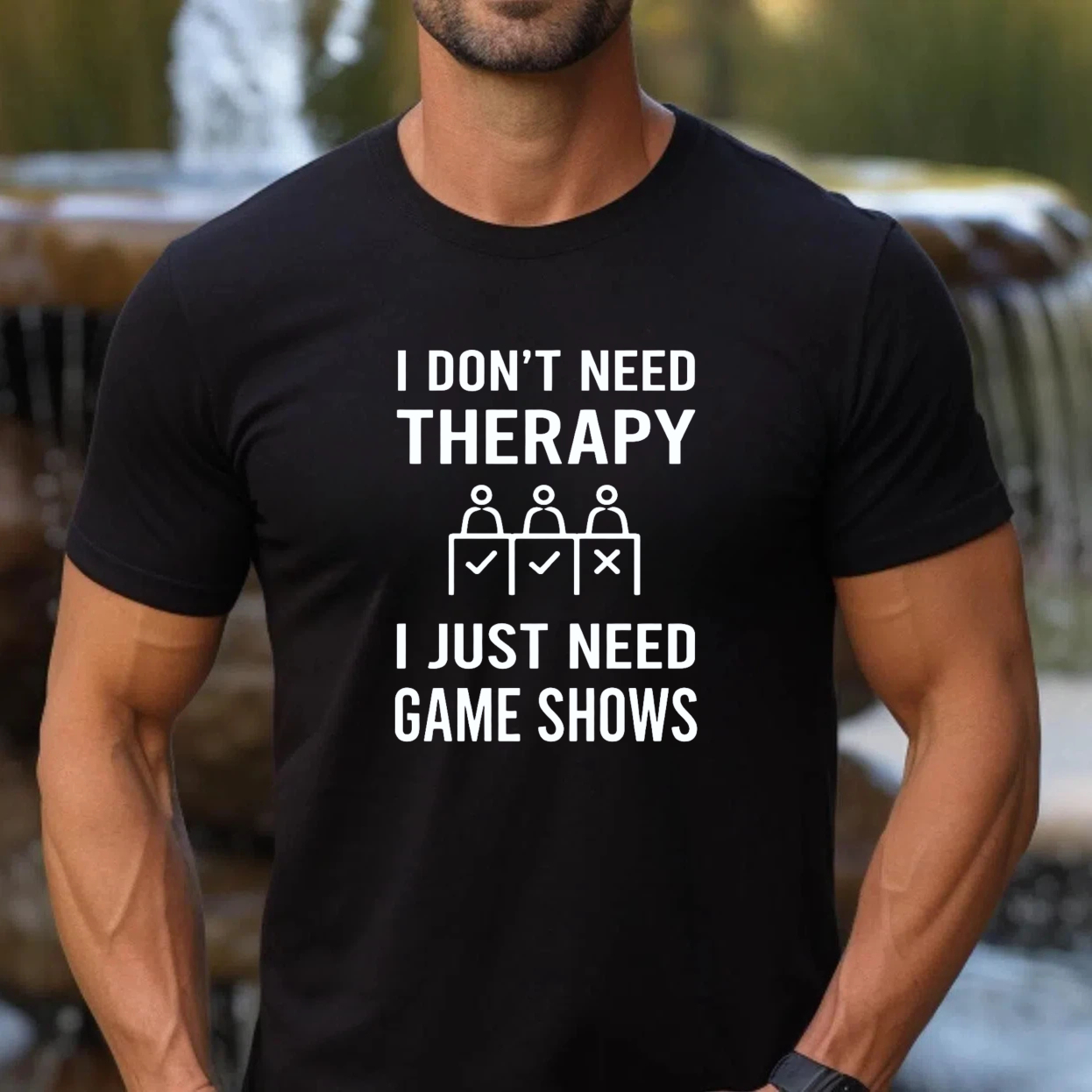 TEECURENT I Dont Need Therapy I Just Need Game Shows T Shirt Funny Humor For Game Show Fans And Contestants