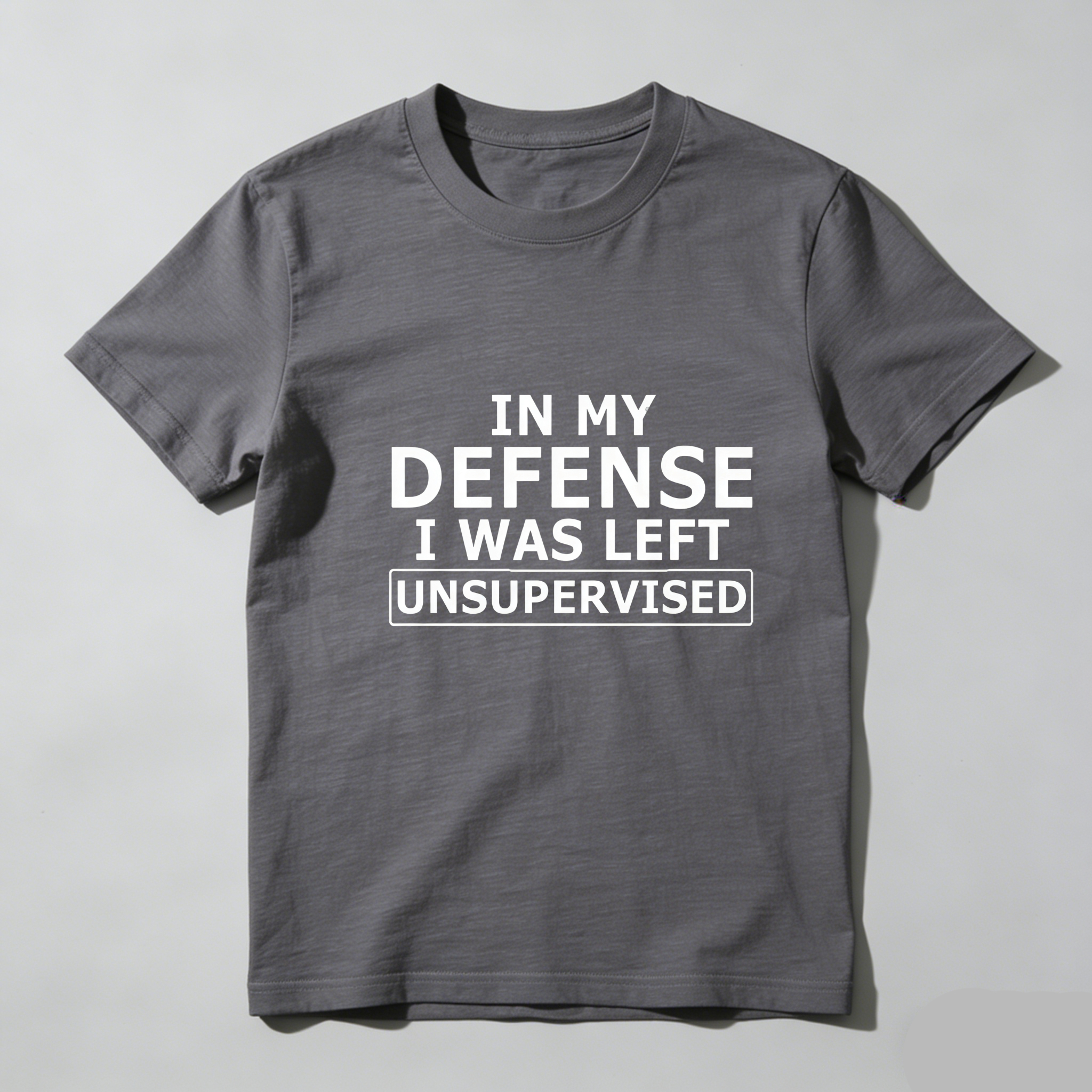 TEECURENT In My Defense I Was Left Unsupervised Pure Cotton Short Sleeve T Shirt-TeeCurent
