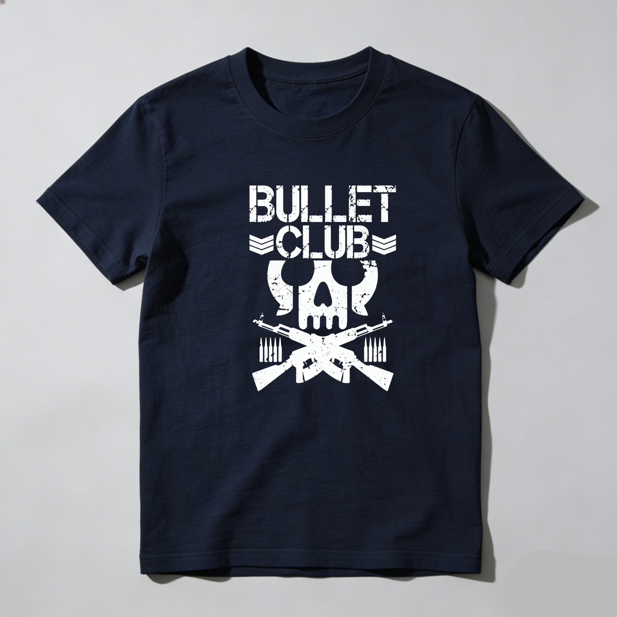 TEECURENT Bullet Club Skull And Guns Pure Cotton Short Sleeve T Shirt-TeeCurent