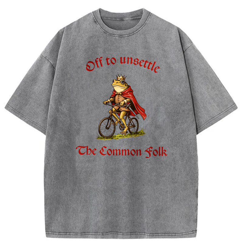 Frog King On Bicycle With Cape And Crown tshirt 100% cotton