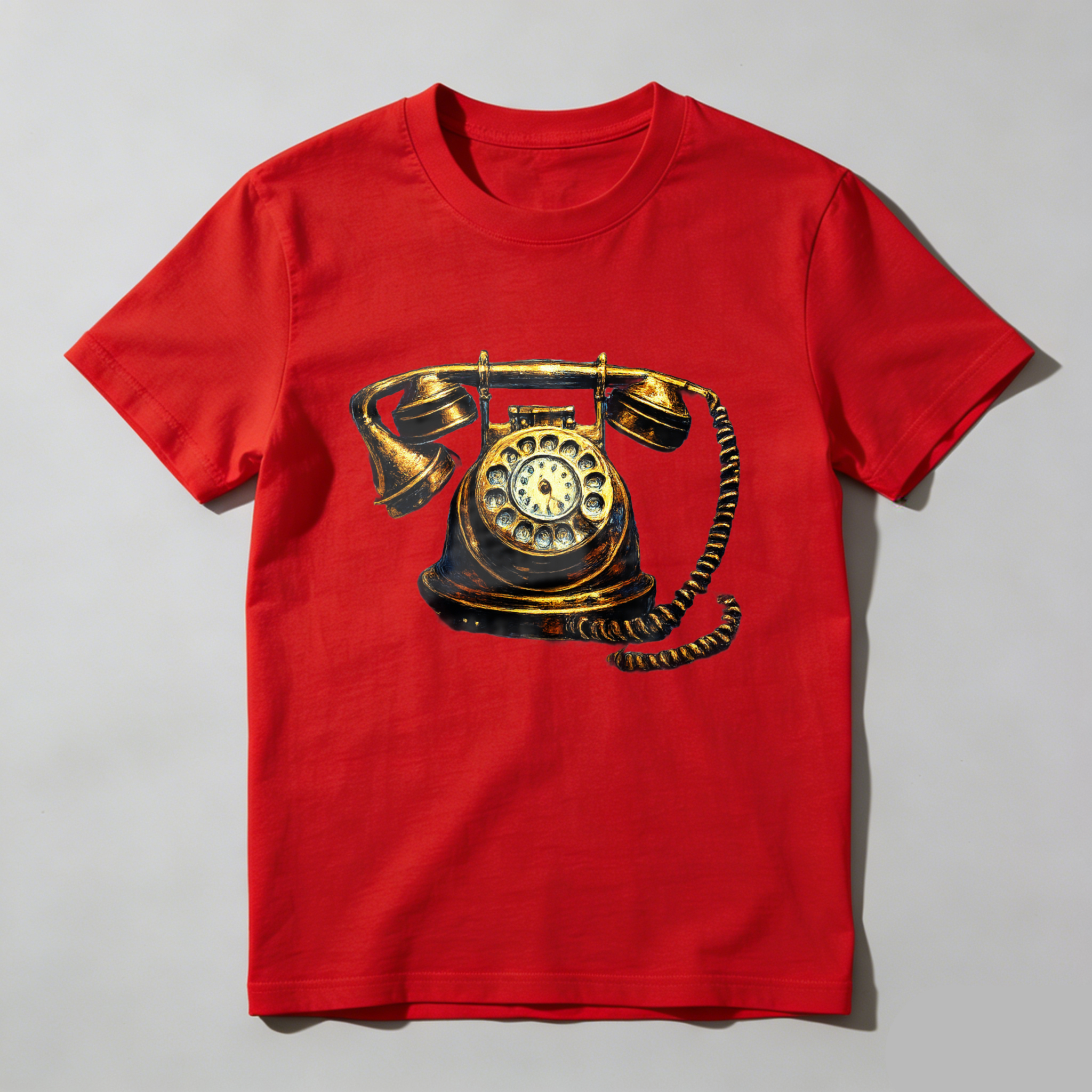 Vintage Rotary Telephone Graphic T-Shirt Made In Usa Black Classic Retro Phone Design Unisex Casual Wear