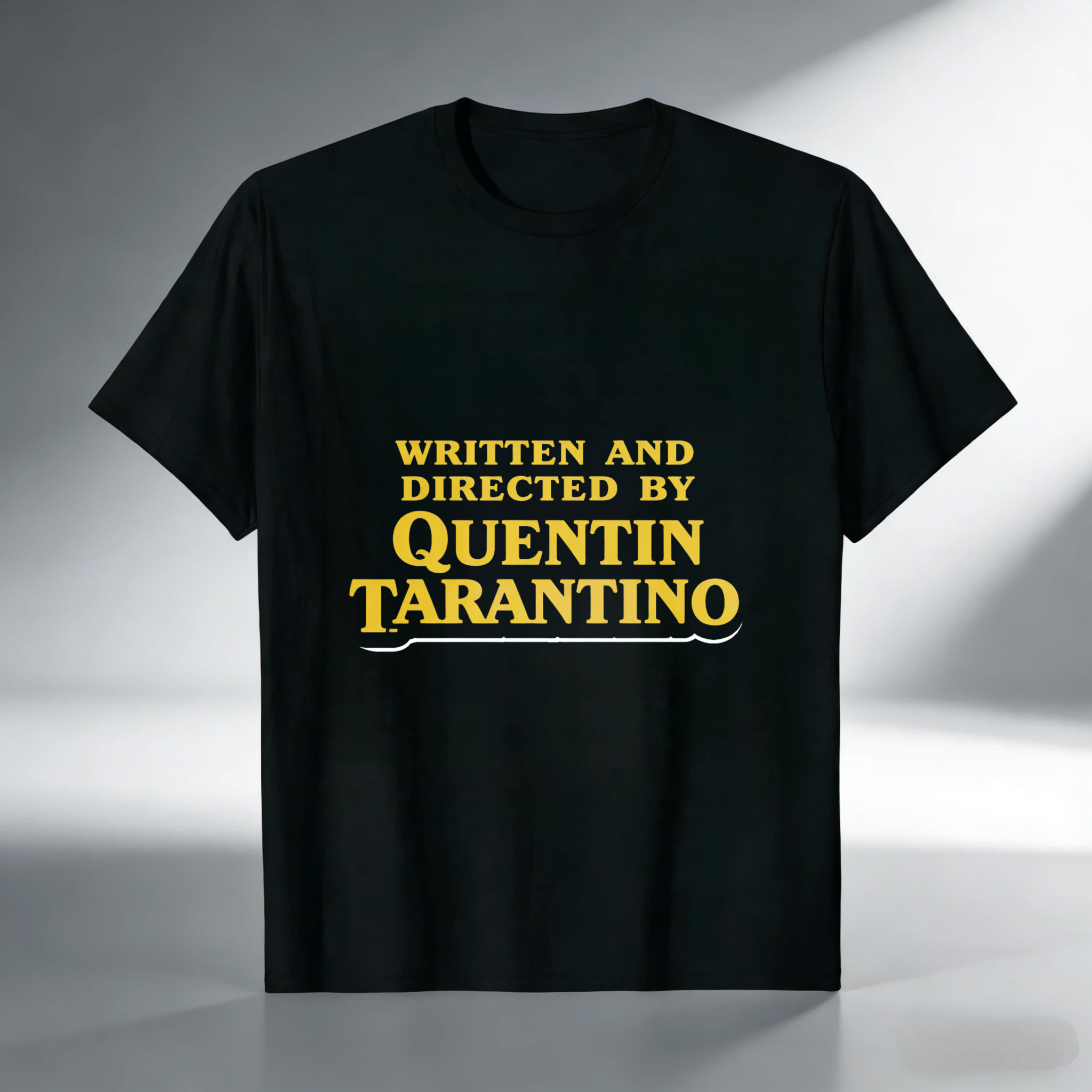 TEECURENT Written And Directed By Quentin Tarantino T Shirt Movie Fan Gift Black Cotton Tee Men Women Unisex Fashion Casual Wear