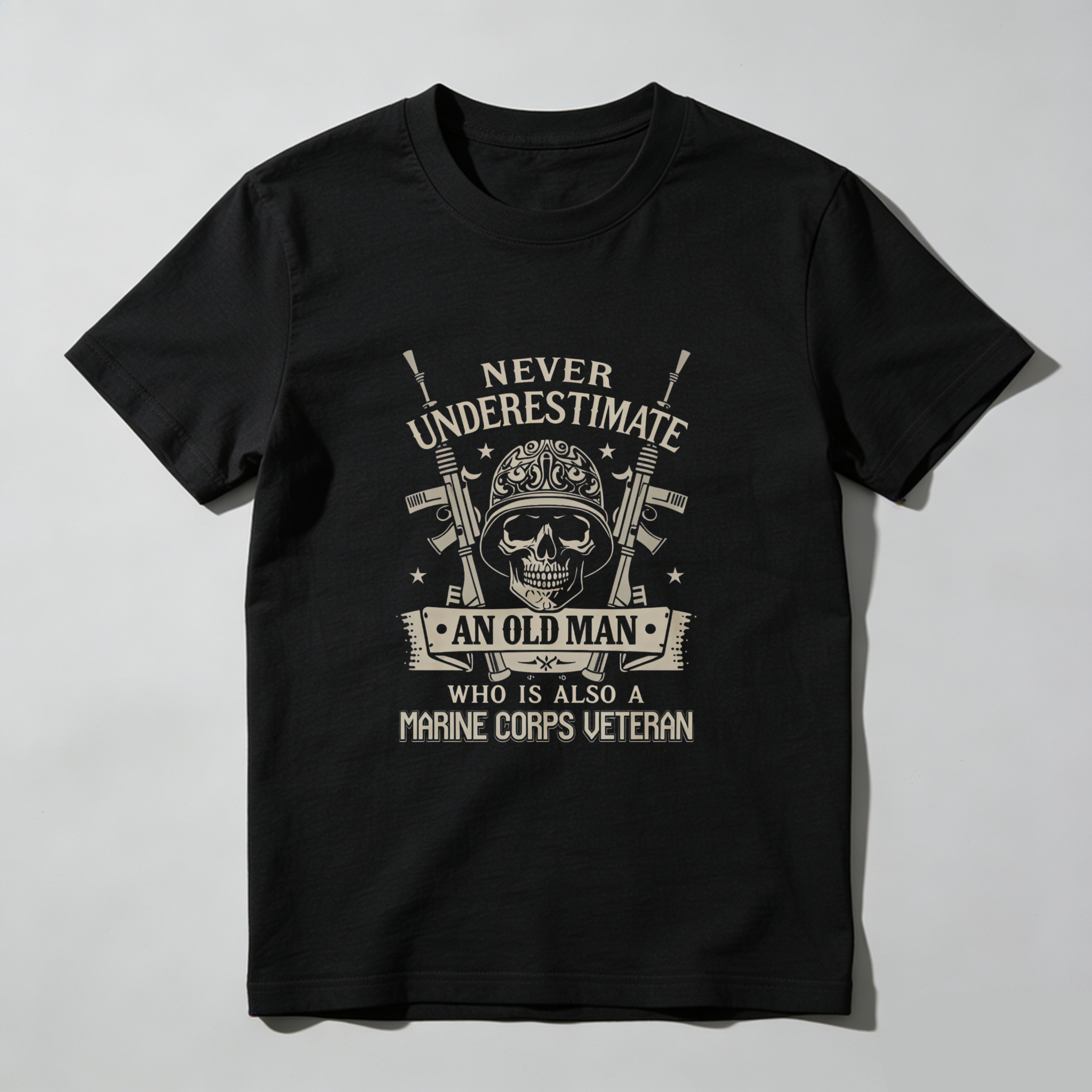 TEECURENT T-SHIRT  Never Underestimate An Old Man Who Is Also A Marine Corps Veteran