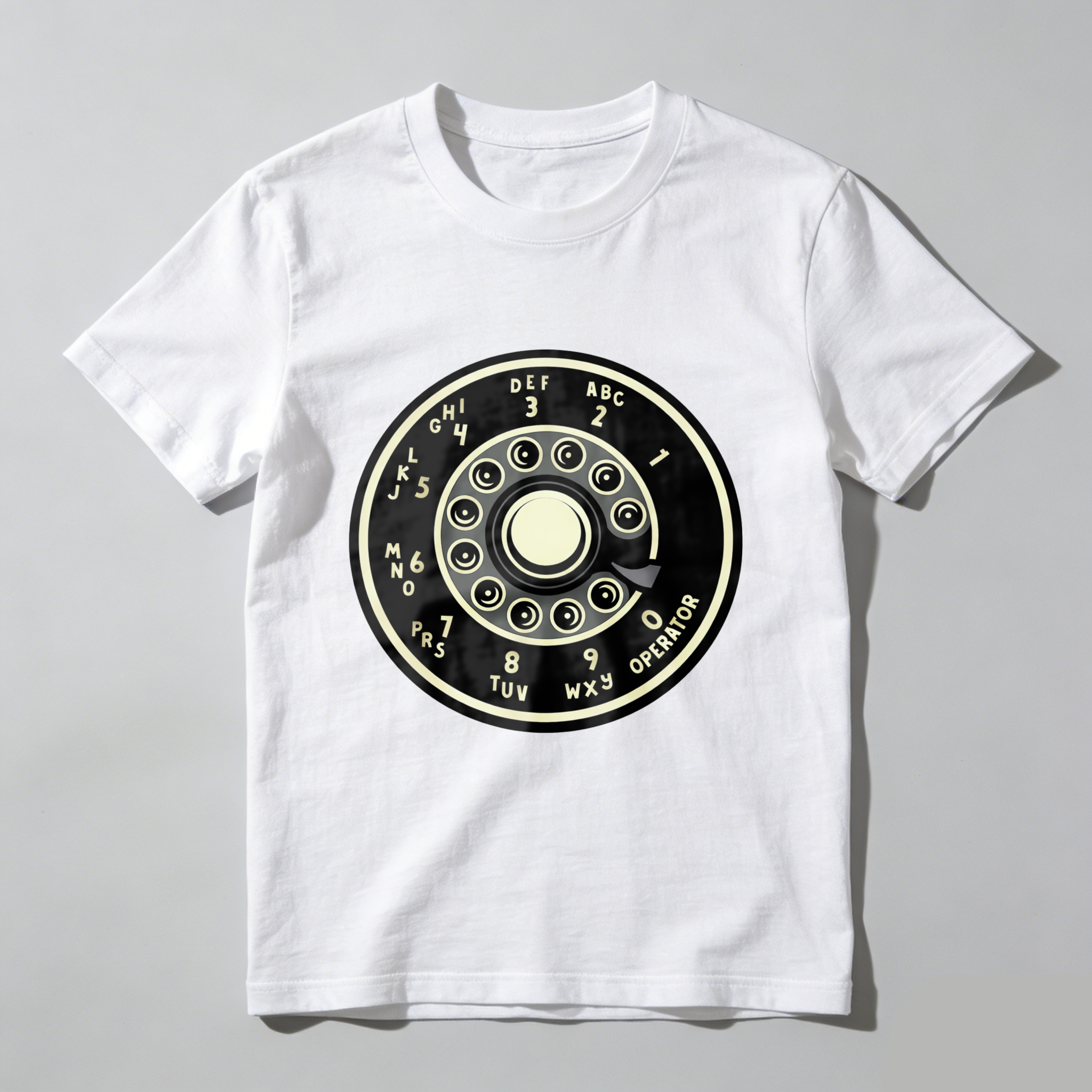 Vintage Rotary Dial Phone T-Shirt Made In Usa Retro Telephone Design Black Cotton Shirt Unisex Classic Style Gift For Tech Enthusiasts