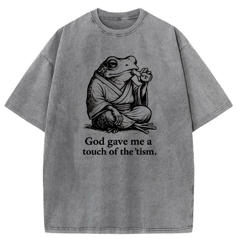 Frog In Meditation Pose With Text tshirt 100% cotton