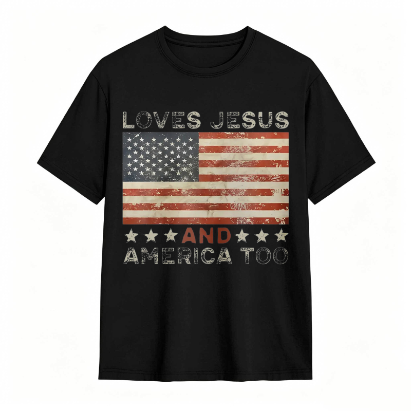 American Flag Print Graphic Tee