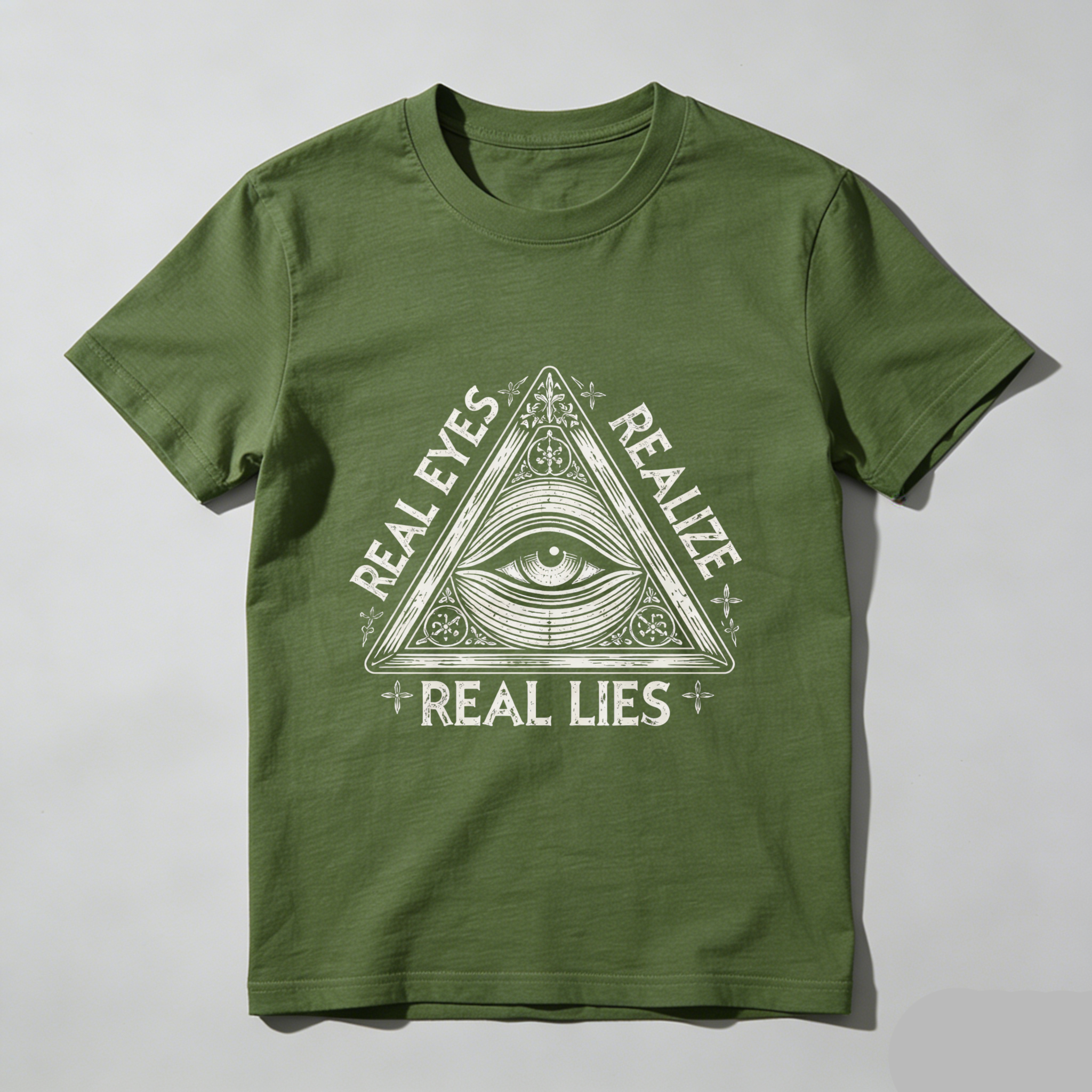 TEECURENT  Real Eyes Realize Real Lies Eye Pyramid Symbol TEECURENT