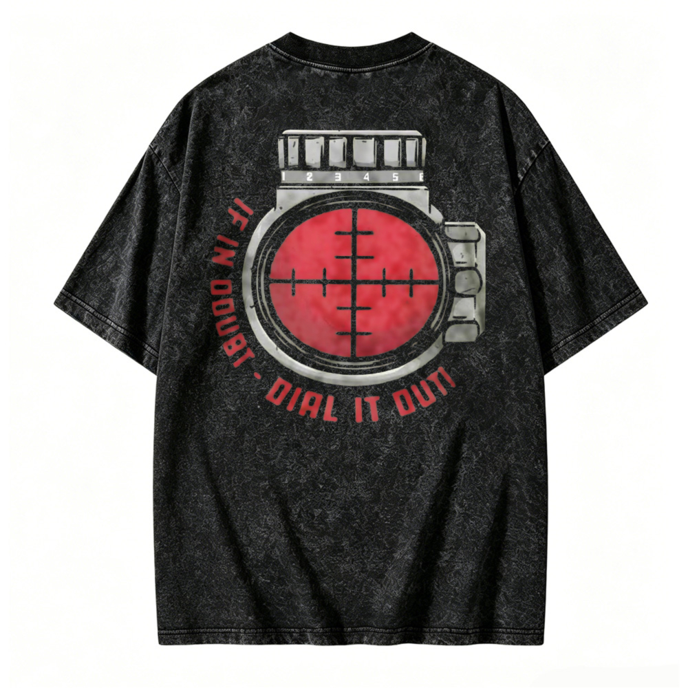 Red Sniper Scope Crosshair Graphic Washed T-shirt