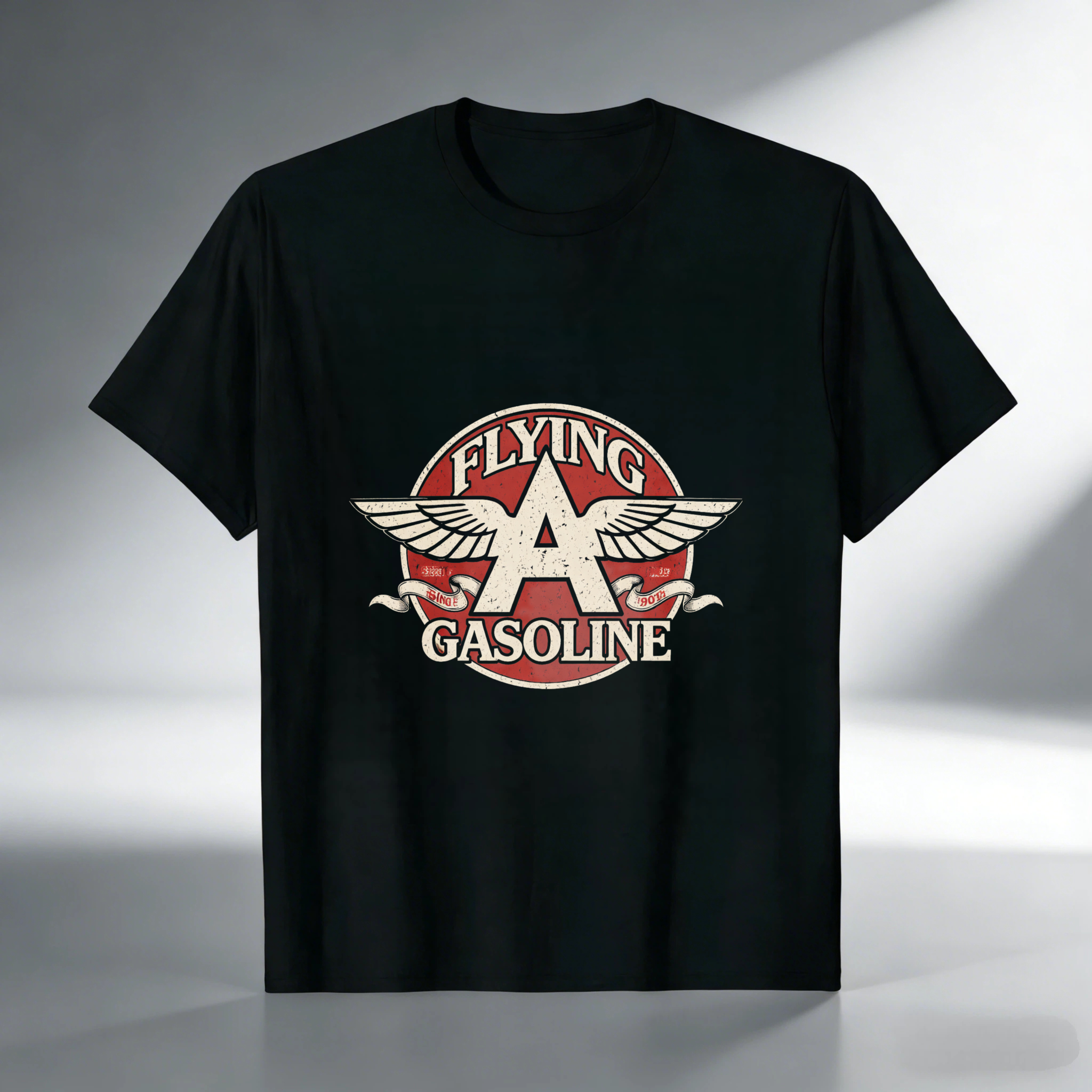 Flying A Gasoline Vintage Logo T Shirt Classic Aviator Design Black Cotton Men Women Unisex Apparel