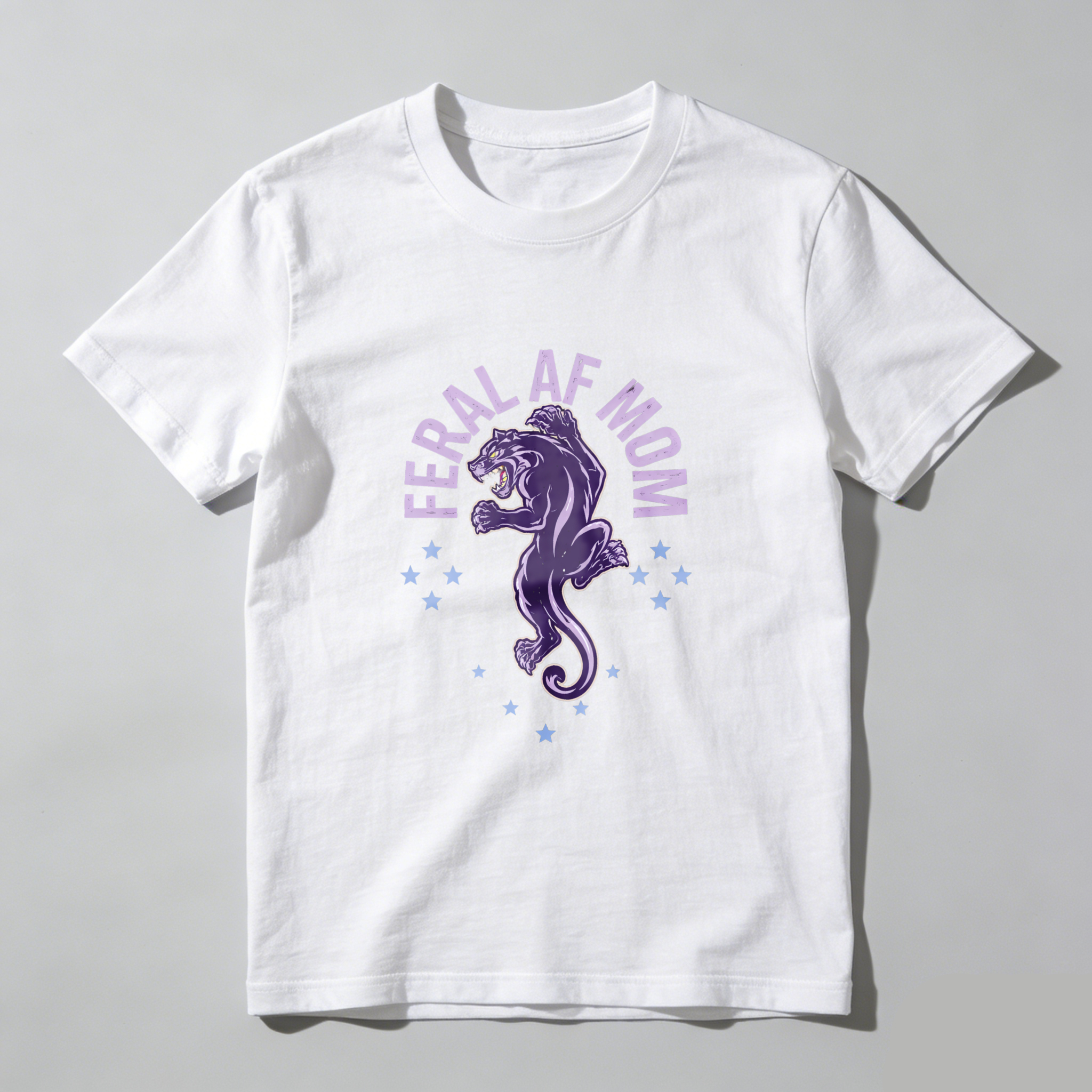 TEECURENT Feral Af Mom Panther Graphic T Shirt For Women And Men Black Purple Design Mother's Day Gift Idea WOMEN