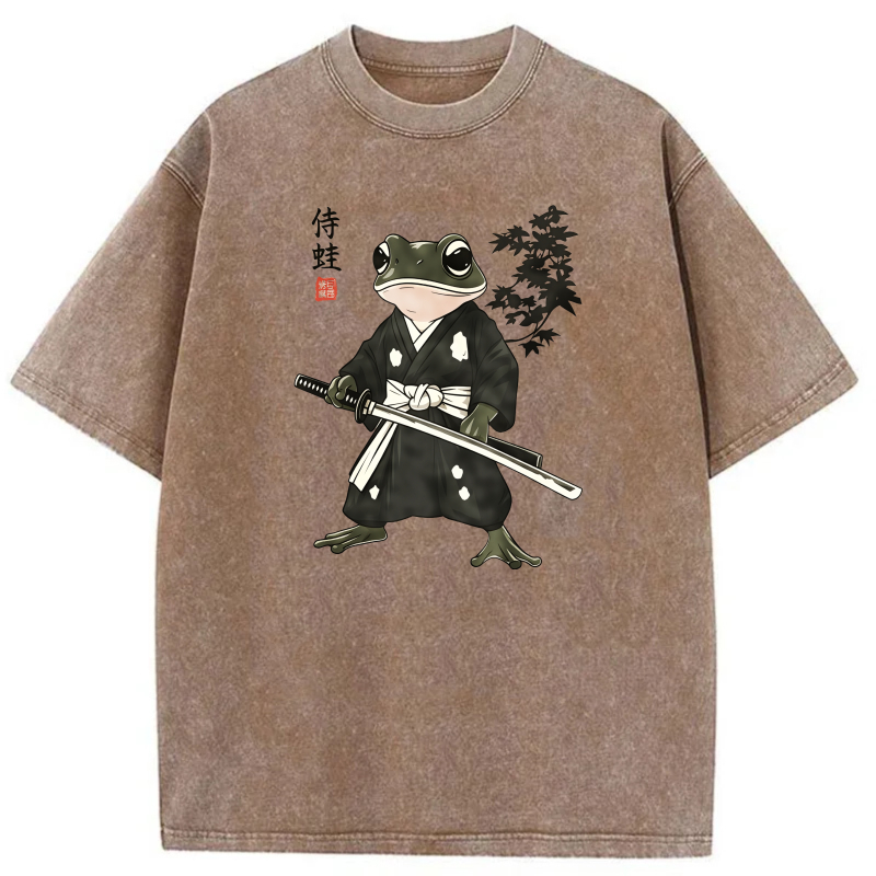 Frog Samurai With Sword And Bamboo tshirt 100% cotton