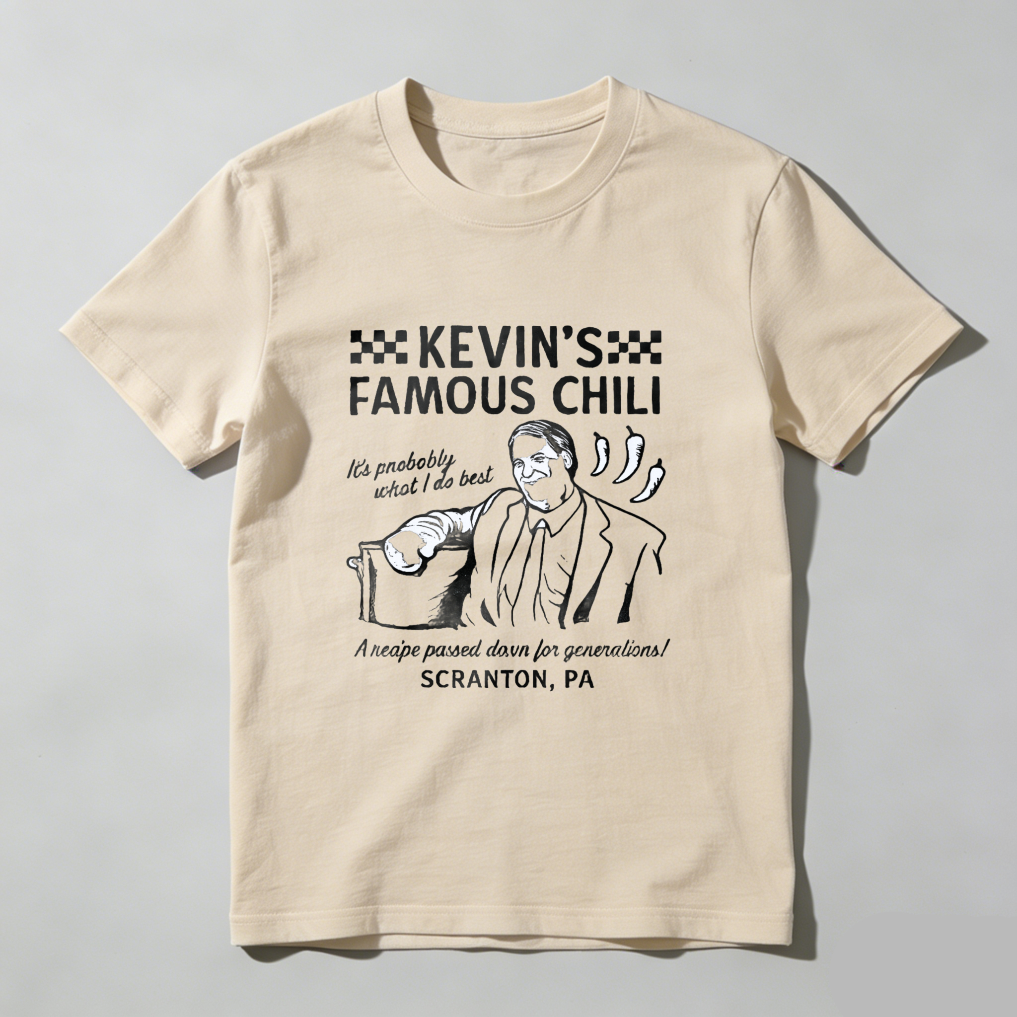 TEECURENT Kevin's Famous Chili Recipe Passed Down For Generations Scranton Pa T Shirt