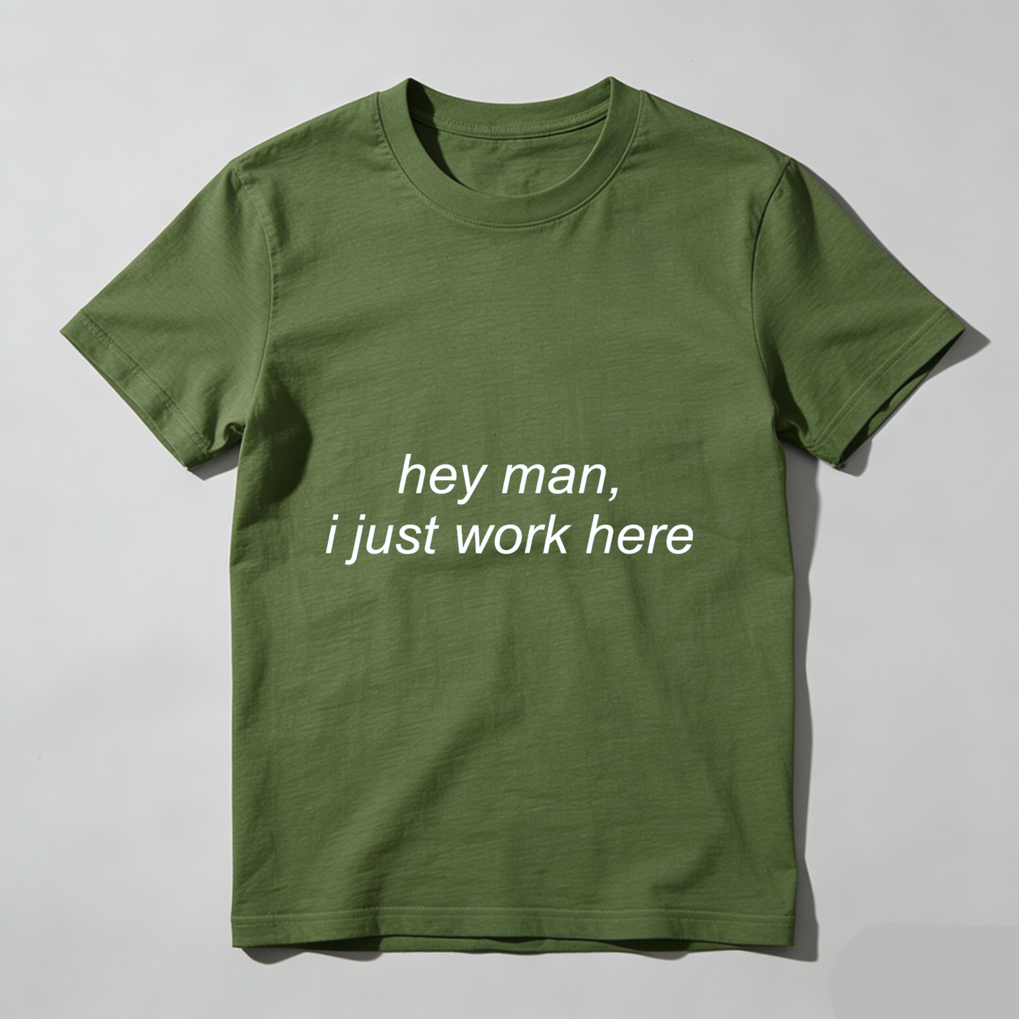 TEECURENT Hey Man I Just Work Here T Shirt Funny Casual Tee For Men And Women WOMEN