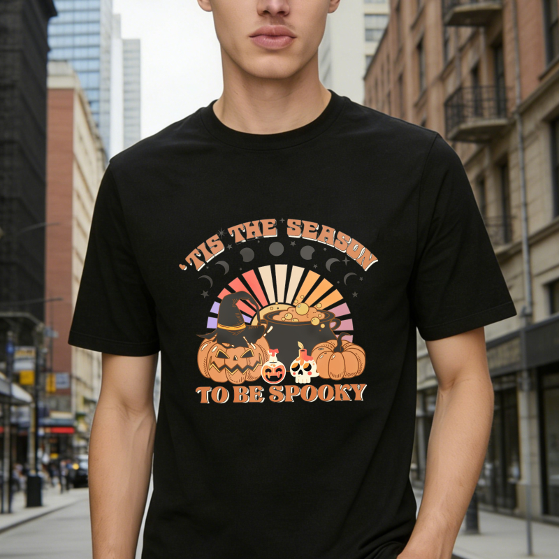 Tis The Season To Be Spooky Halloween Pumpkin Skull Moon Retro Unisex Classic T-shirt