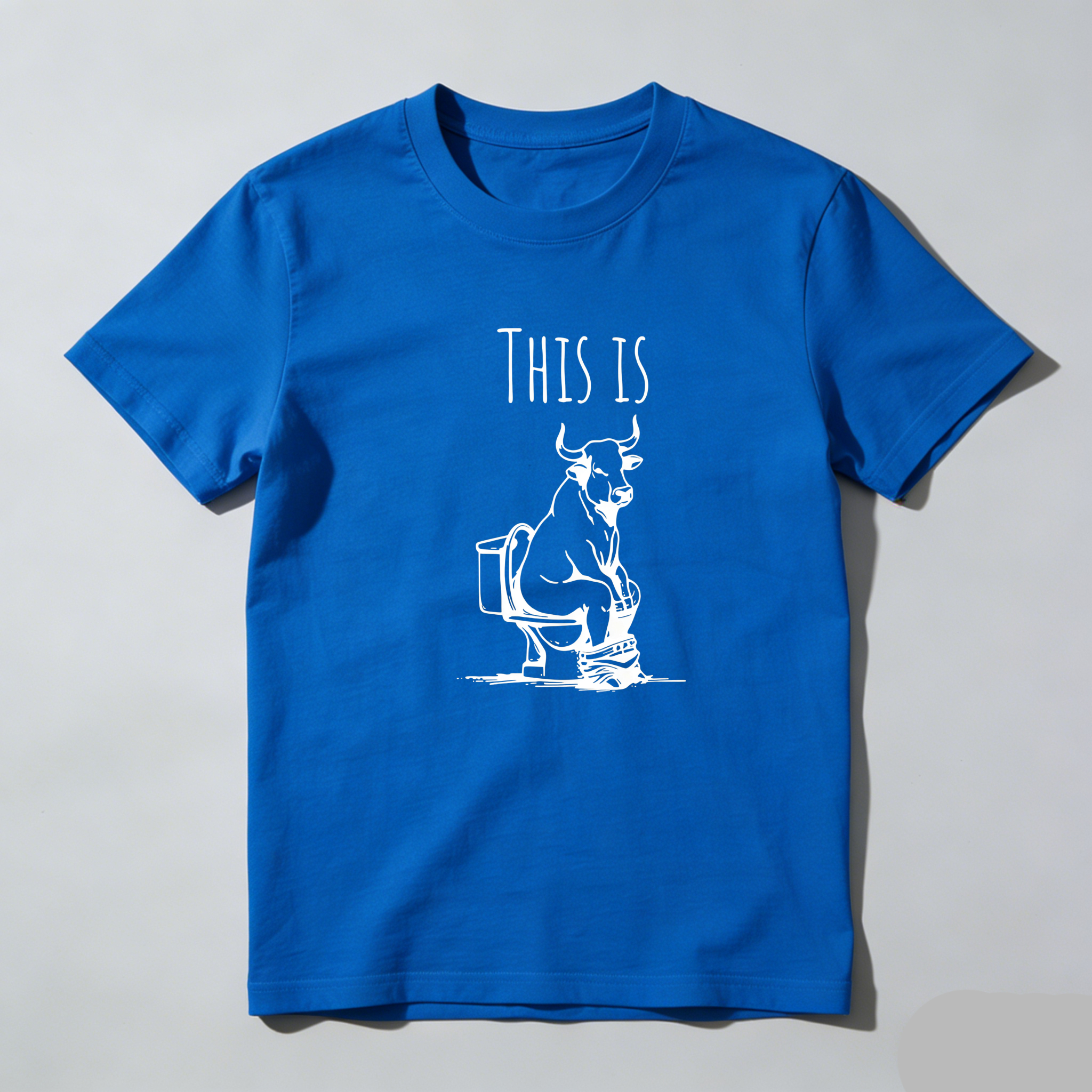 TEECURENT This Is Bull On Toilet Pure Cotton Short Sleeve T Shirt-TeeCurent