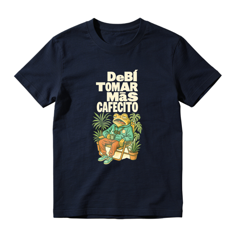 Frog Drinking Coffee With Plants And Text Debi Tomar Mas Cafecito Unisex Classic T-shirt