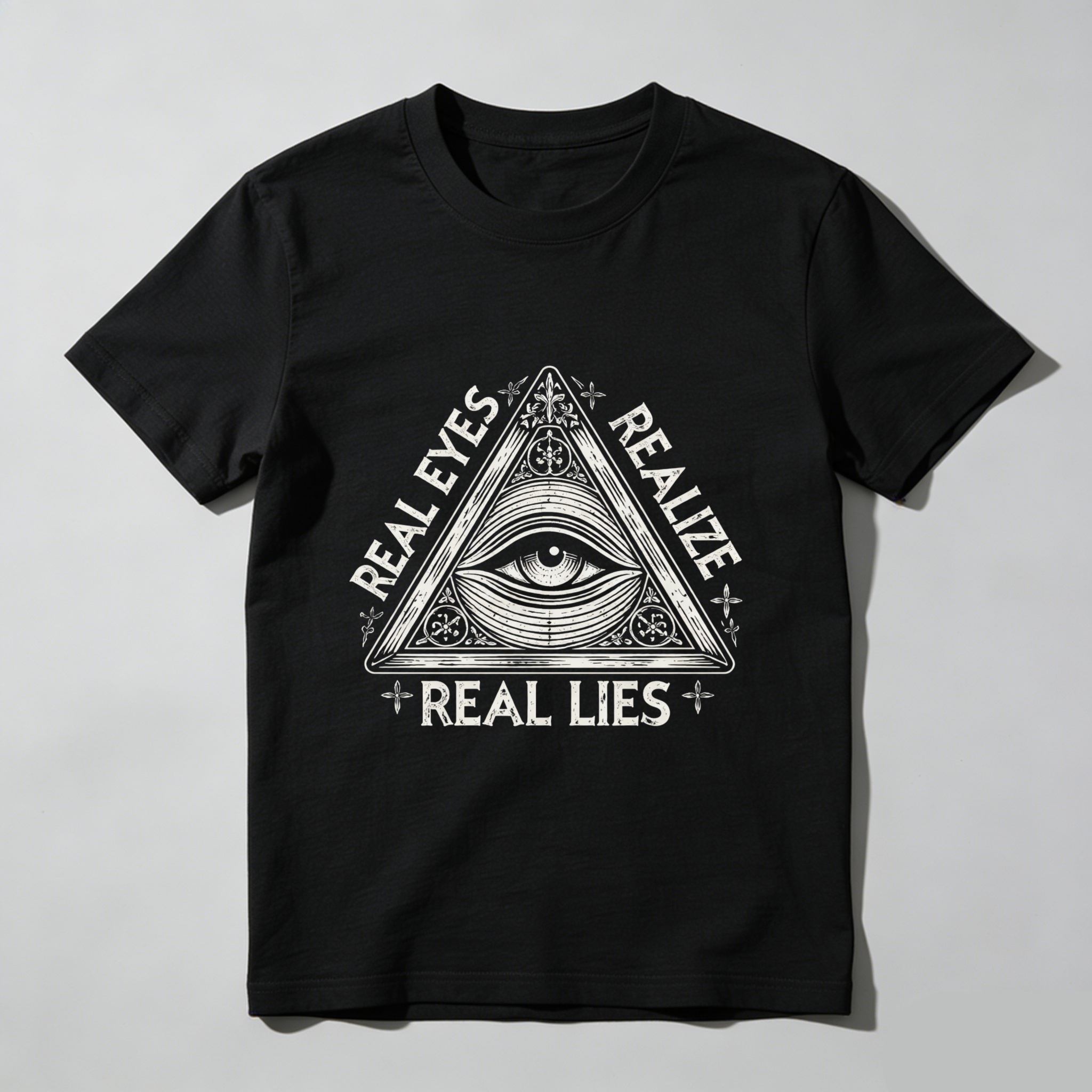 TEECURENT  Real Eyes Realize Real Lies Eye Pyramid Symbol TEECURENT