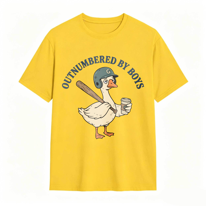 Comfort Colors Outnumbered By Boys Baseball Mom Goose Funny T-shirt