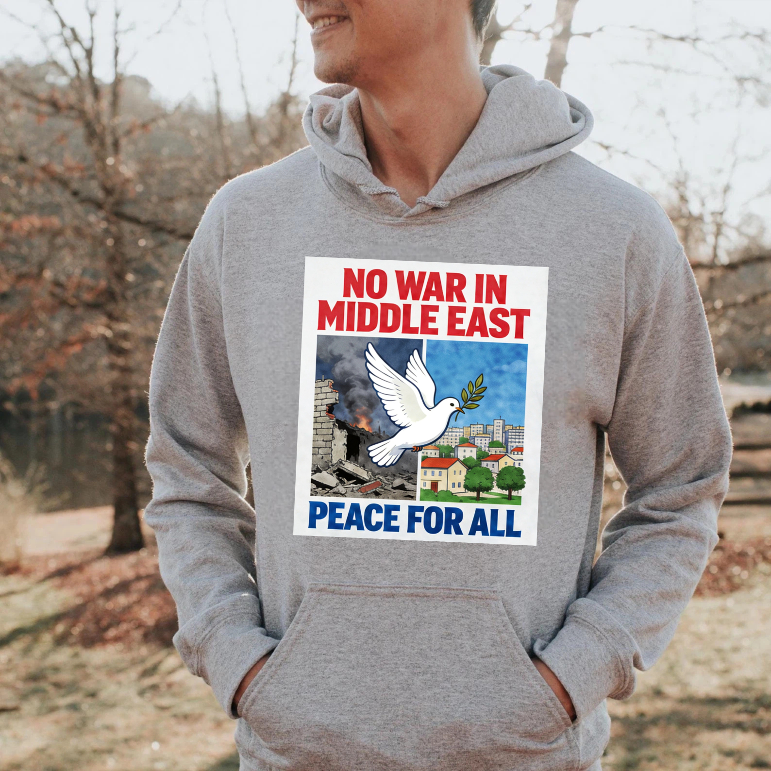 TEECURENT No War In Middle East Peace For All Hoodie With Dove And Olive Branch Design Anti War Statement Sweatshirt For Men Women Unisex Apparel