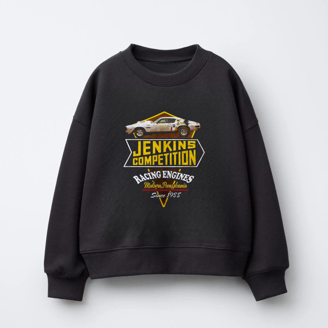 TEECURENT Jenkins Competition Racing Engines Sweatshirt Classic Car Design Since 1955 Black Crewneck Pullover