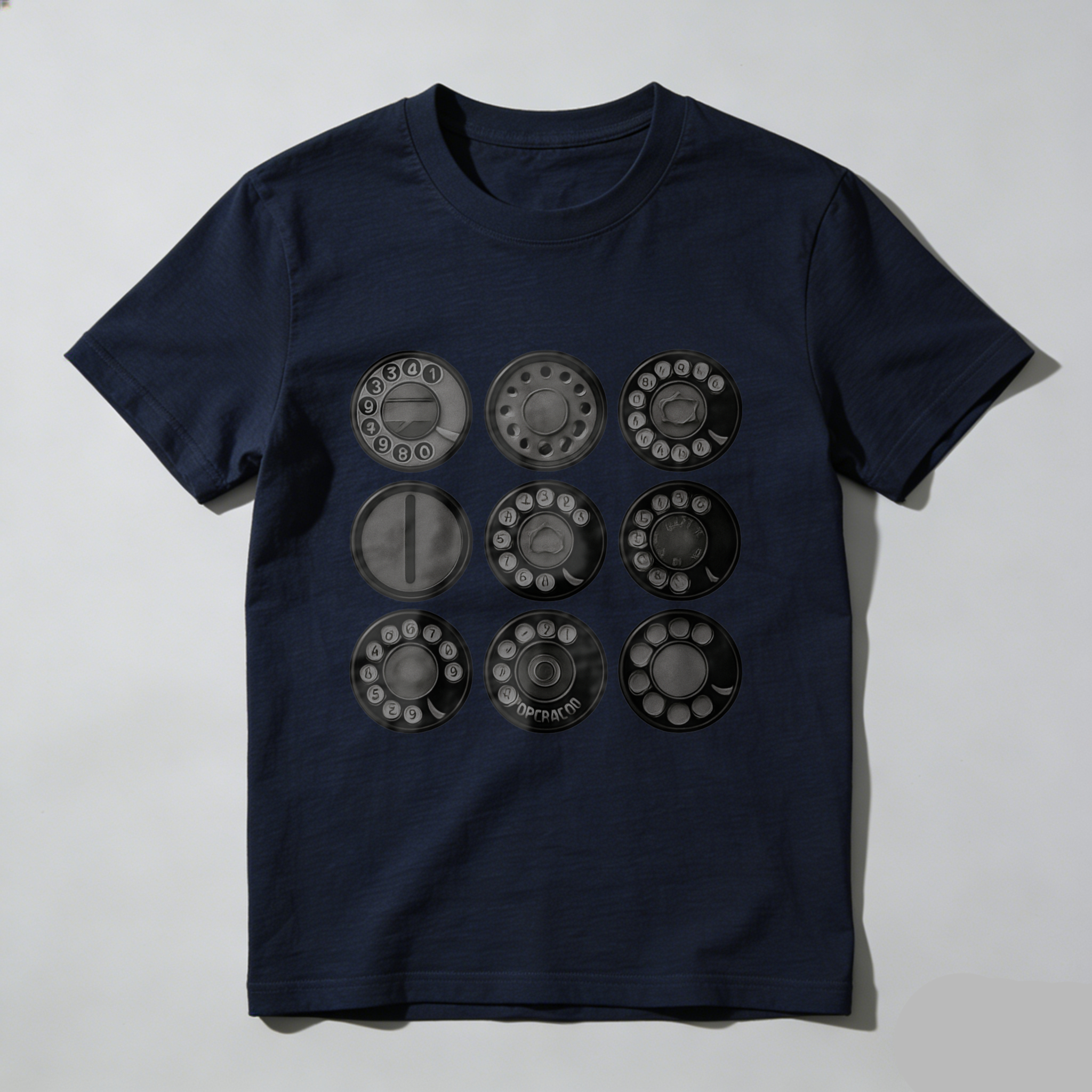 Made In Usa Black T Shirt With Nine White Circles Graphic Design Minimalist Style Unisex Casual Wear