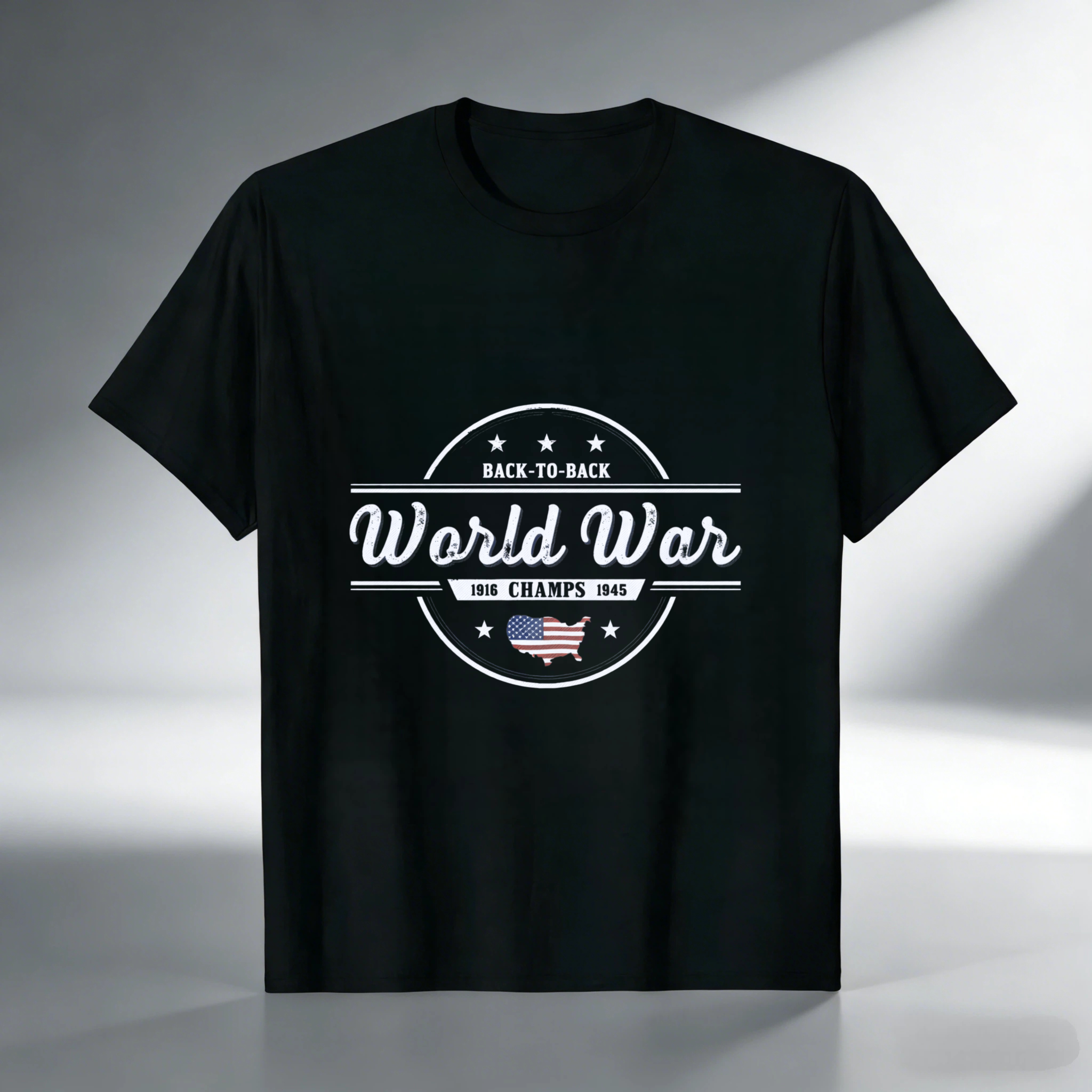 TEECURENT Back To Back World War Champs 1918 1945 Usa Flag T Shirt