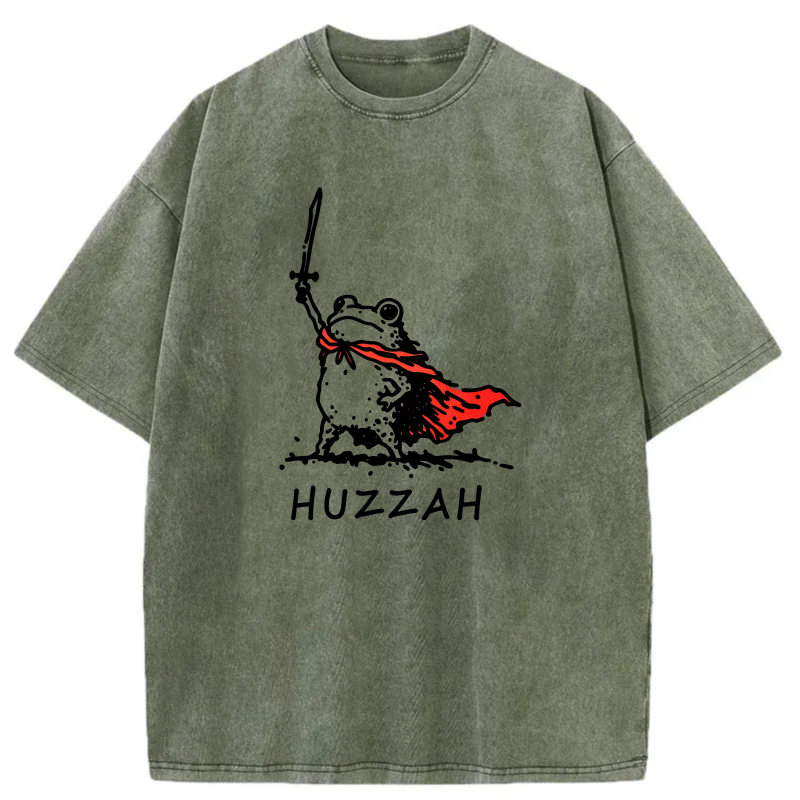Frog Warrior With Sword And Cape Huzzah tshirt 100% cotton