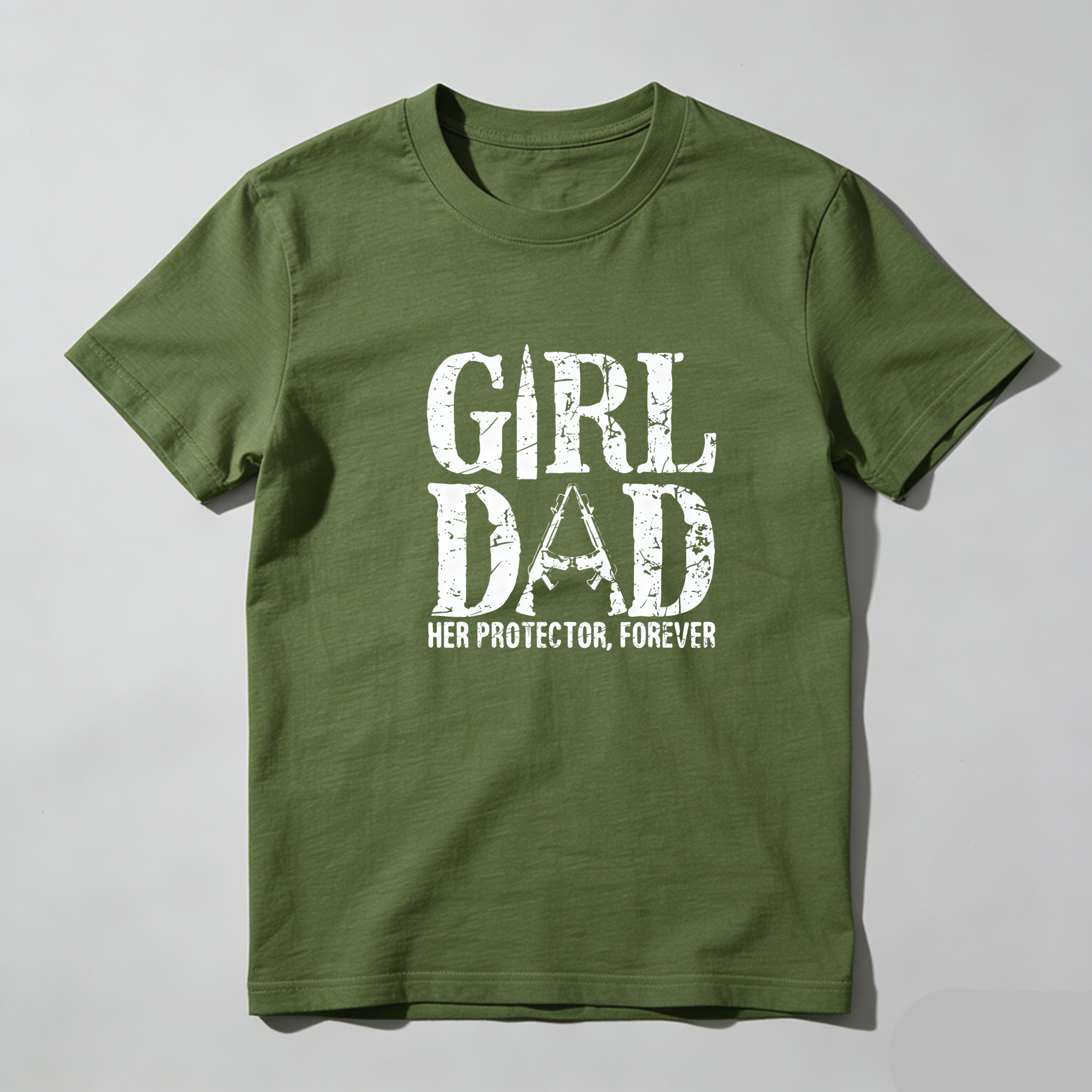 TEECURENT Girl Dad Her Protector Forever Pure Cotton Short Sleeve T Shirt-TeeCurent