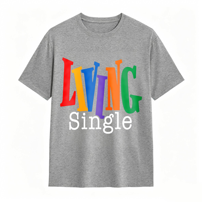Living Single Bright Colored Lettering Graphic Cotton T-Shirt