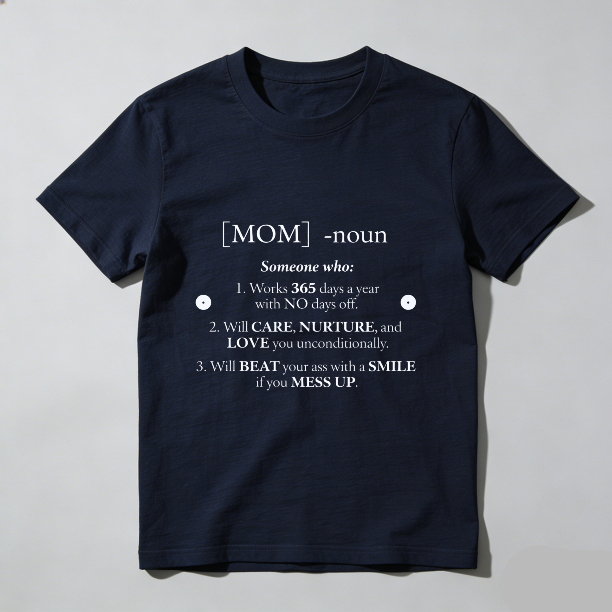 TEECURENT Mom Definition T Shirt Funny Mother Day Gift For Mom Women Humor Shirt With Love And Care Message Black Cotton Tee WOMEN