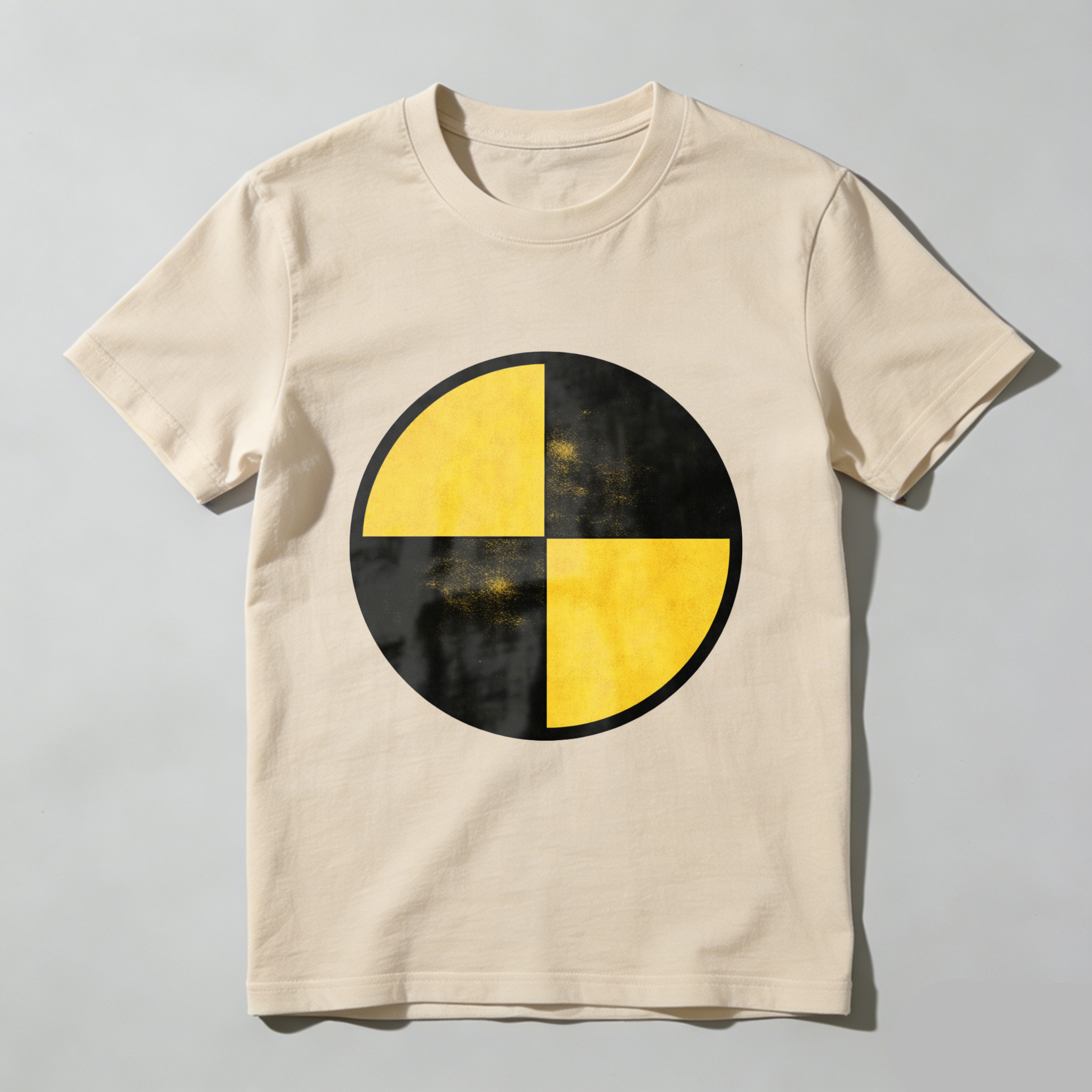 Black T-Shirt With Yellow And Black Circle Design Minimalist Art Graphic Tee Men Women Unisex Casual Wear