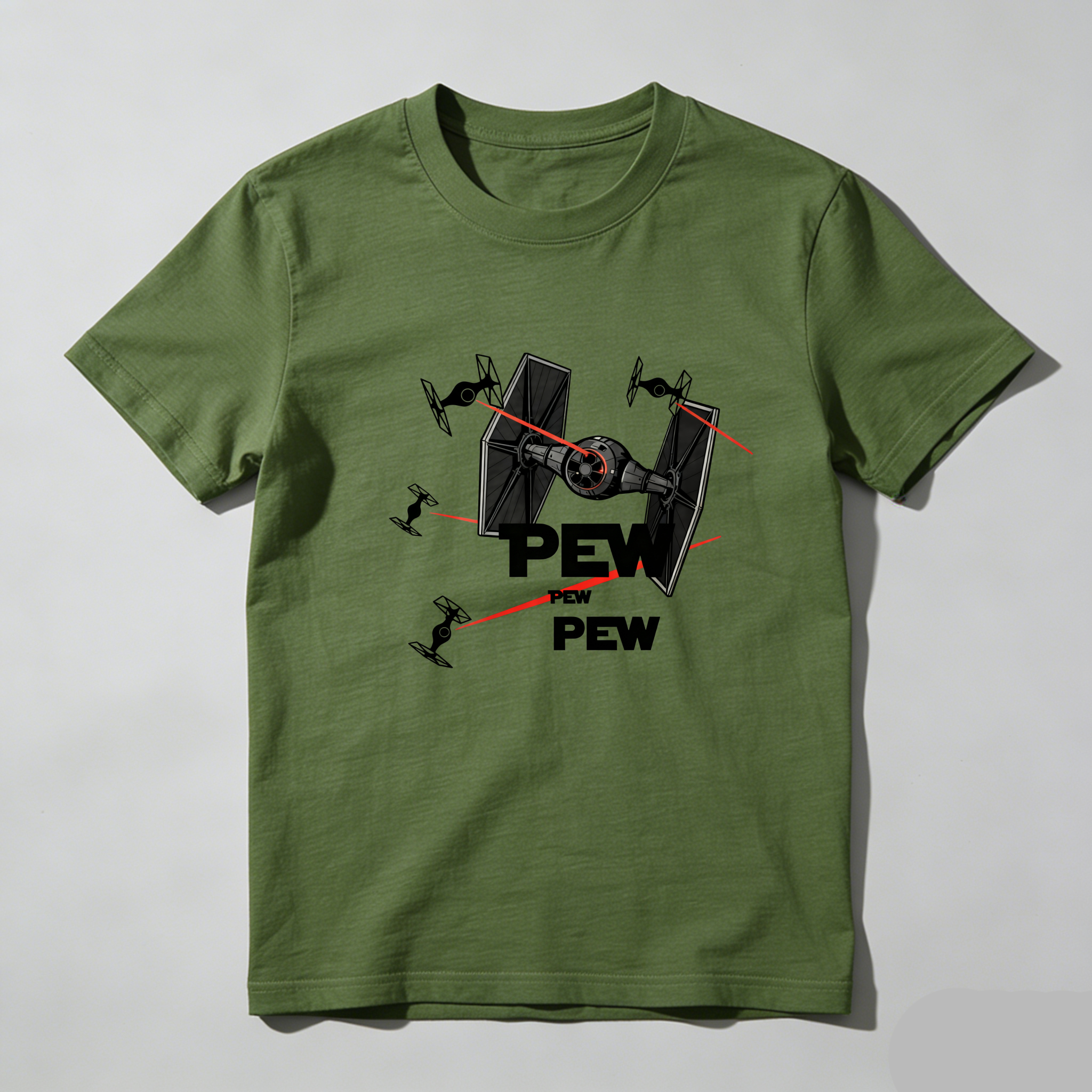 TEECURENT Star Wars Fighter Pew Pew Pure Cotton Short Sleeve T Shirt-TeeCurent
