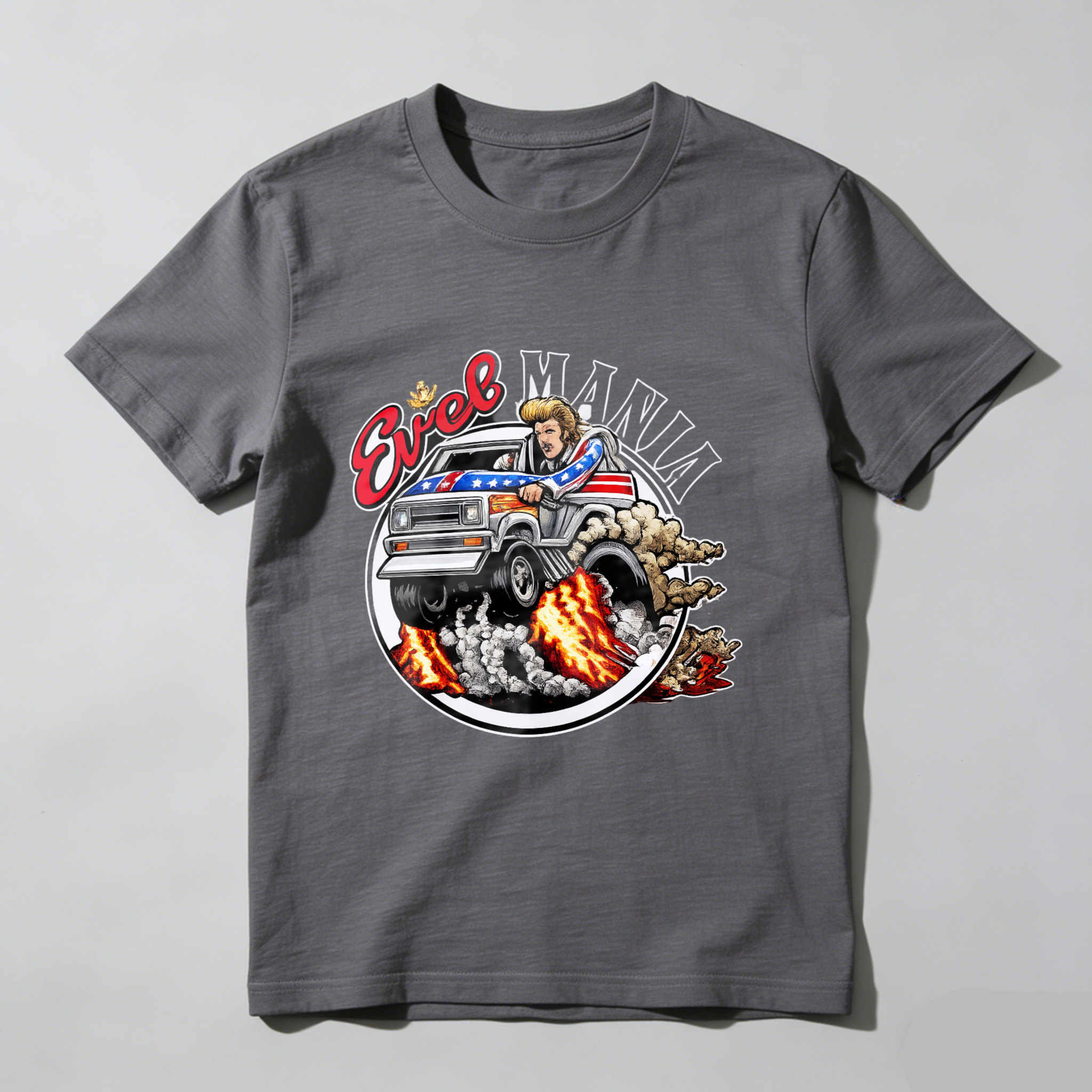 Eric Mania American Flag Truck Graphic T-Shirt Made In Usa