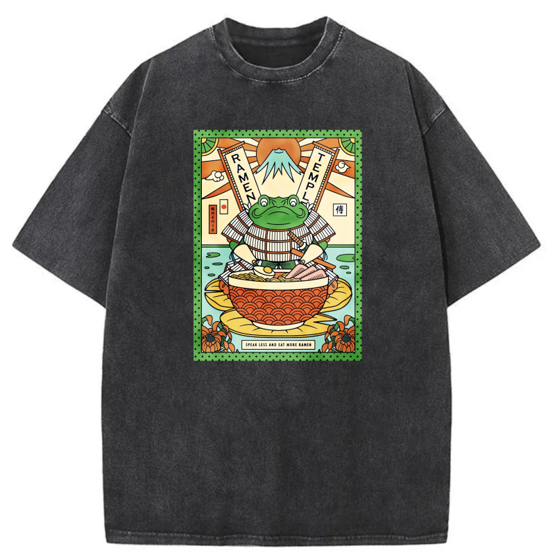 Frog In Bowl With Mount Fuji Background tshirt 100% cotton