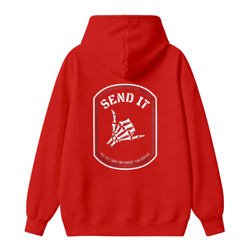 Send It Skeleton Hand Patch No Victory Without Sacrifice Graphic Unisex Classic Hoodie
